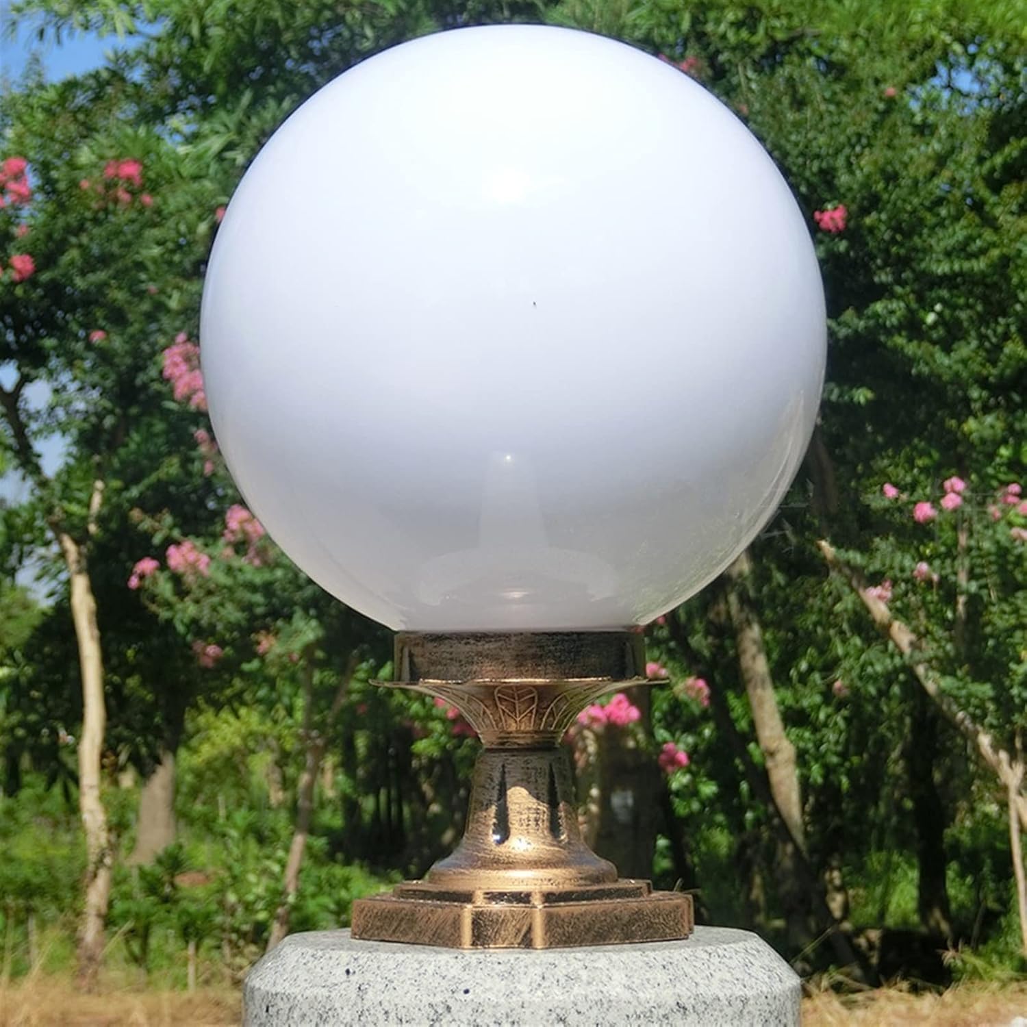 QUSYZD Lamp Post Lights Outdoor, European Wall Light Engineering Illumination Lamp Sphere Acrylic Column Headlight Villa Patio School Outdoor Wall Lamp,Chandelie,Retro Color-Diameter: 15cm