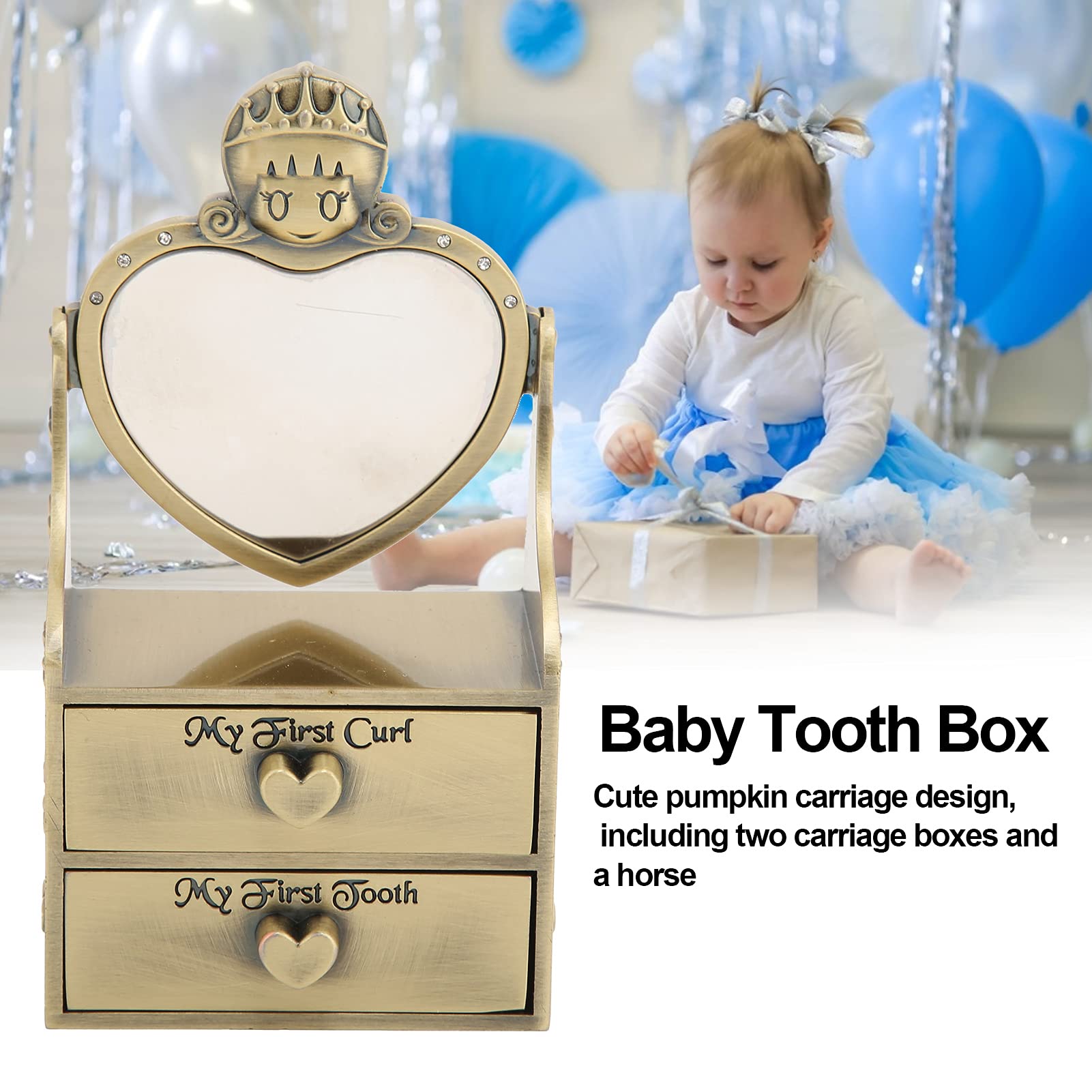 Scatola dei ricordi per bambini Carino Resistenza Durabilità Aspetto alla moda Fatina dei denti Regali per ragazze e ragazzi (Antique Brass Color)