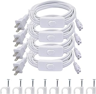 SinLoon UL-LP Certification 18AWG T5 T8 LED Wire Connector Power Cord LED Tube Power Extension Cord with on/Off Swith US Plug for LED T5 T8 Light Tube Integrated Extension Cable 4 -Pack(9.8FT SW)