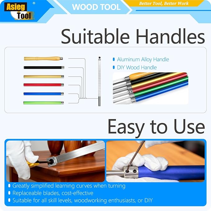 Juego de 10 Pulgadas Cincel para Torno de Madera con Insertos de Carburo miniatura 5