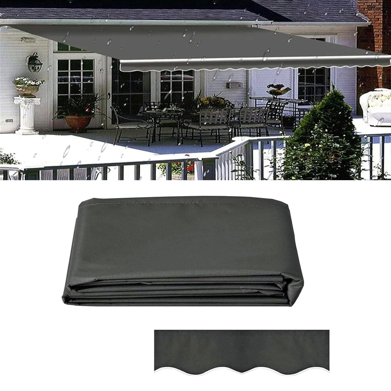 Auvent de rechange haut de gamme en polyester durable gris foncé 7x2m pour votre terrasse extérieure