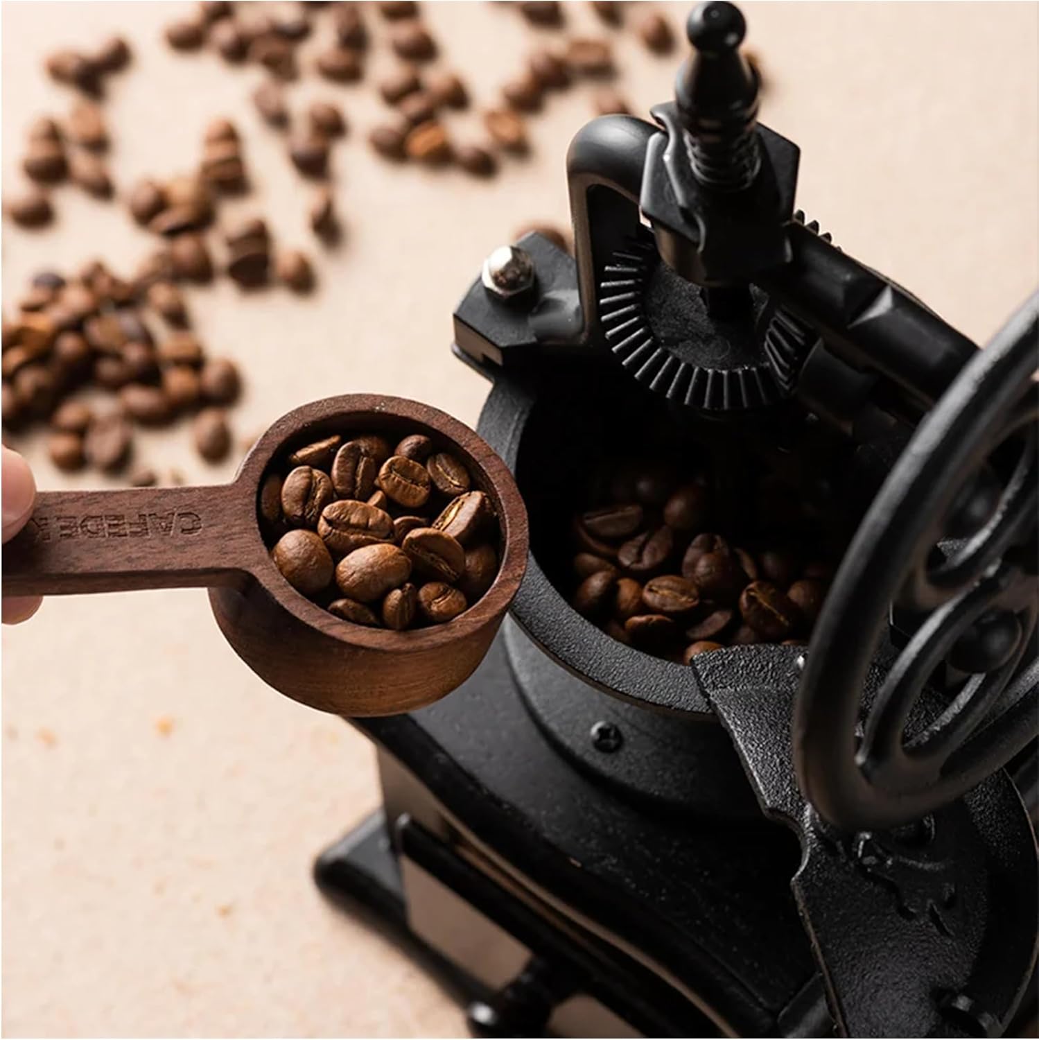 Home Portable Manual Coffee Grinder Hand Coffee Mill Portable Hand Crank Tools Coffee Bean Mill Grinding Coffee Maker Machine (A)