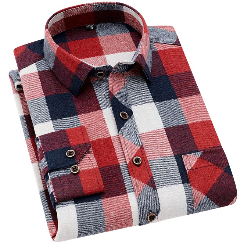 Chemise à manches longues à carreaux haut de gamme pour homme moderne