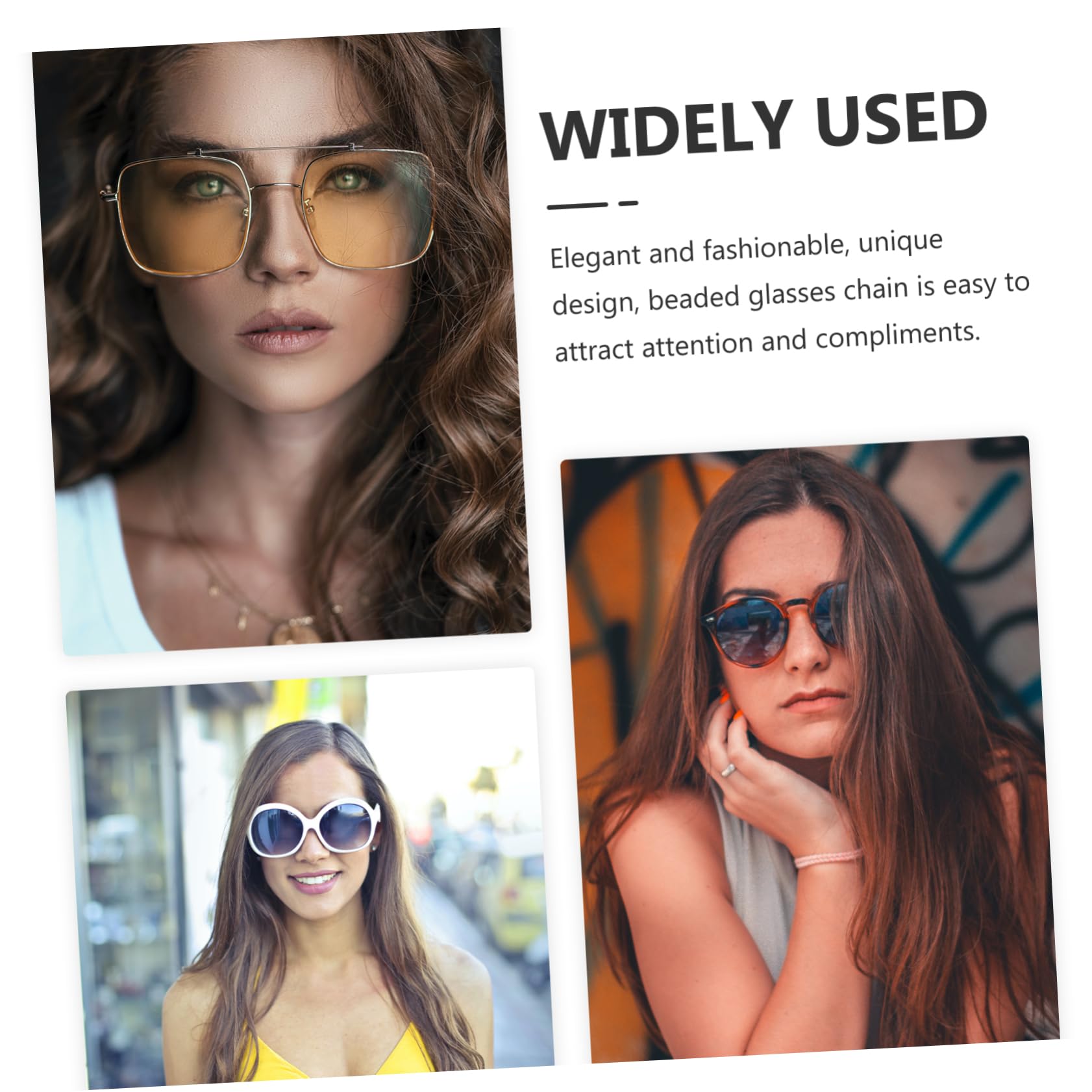 16piezas Cadena De Gafas Beaded Collar De Gafas y Elegante Antideslizante Lectura Accesorio Multifuncional Para Mujeres