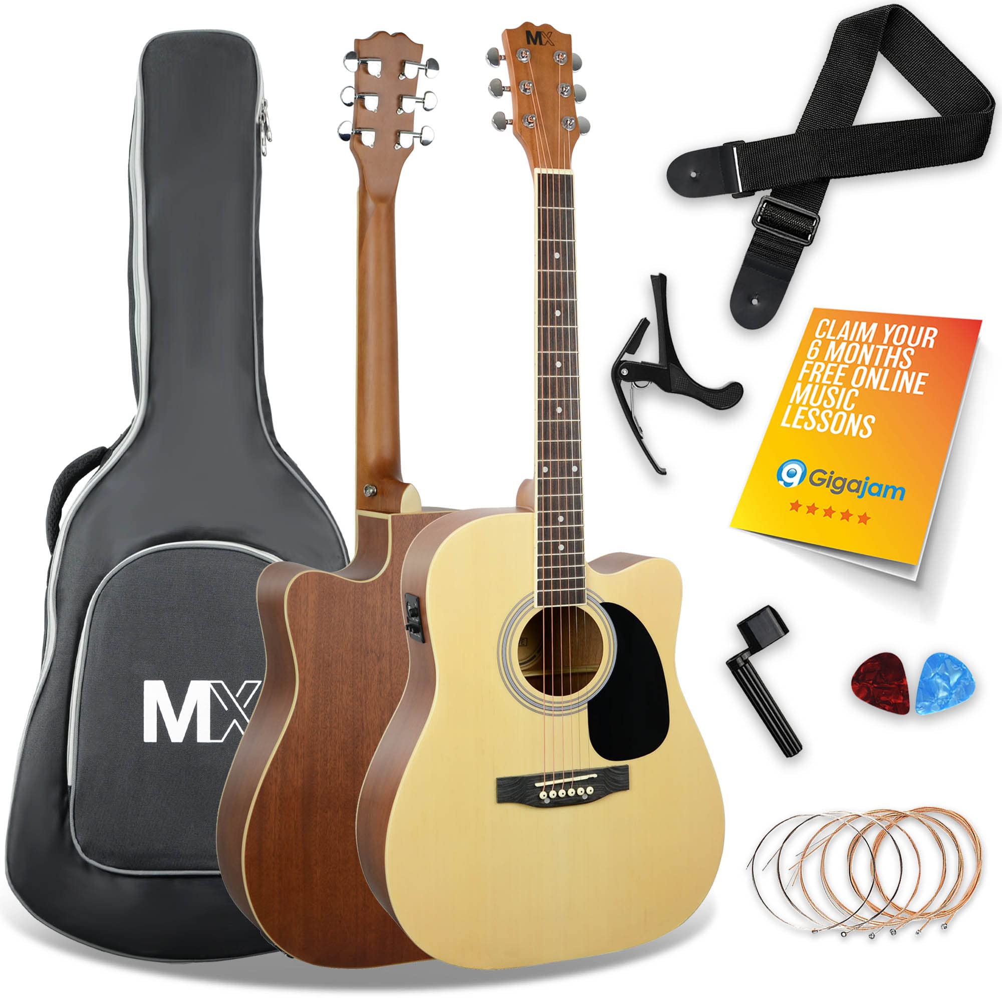 3Rd Avenue  Beige Cutaway Electro Acoustic Guitar Pack in Size 60cm, Sports Direct