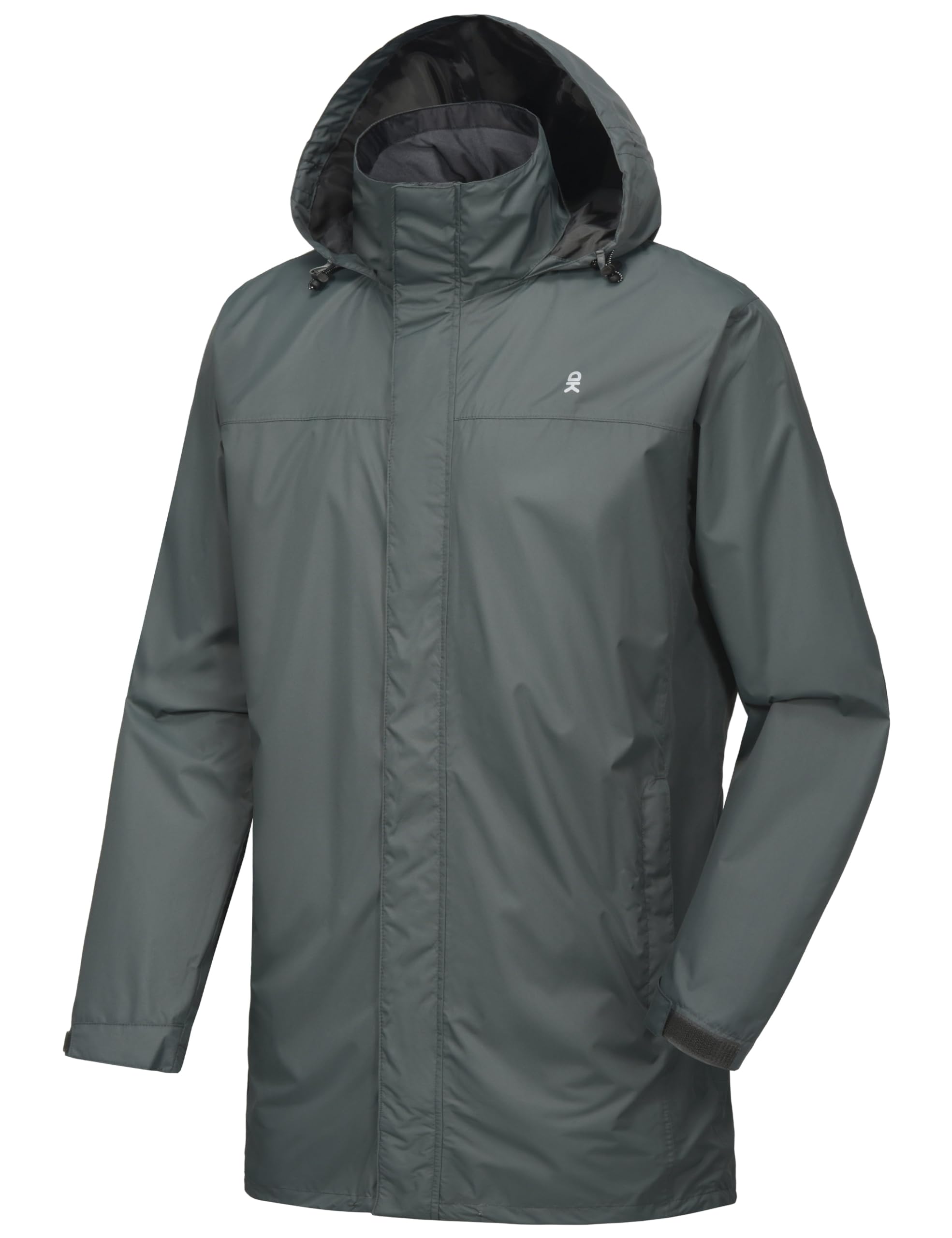 Little Donkey Andy Mens Long Waterproof Rain Jacket with Hood Lightweight Rain Shell for Hiking