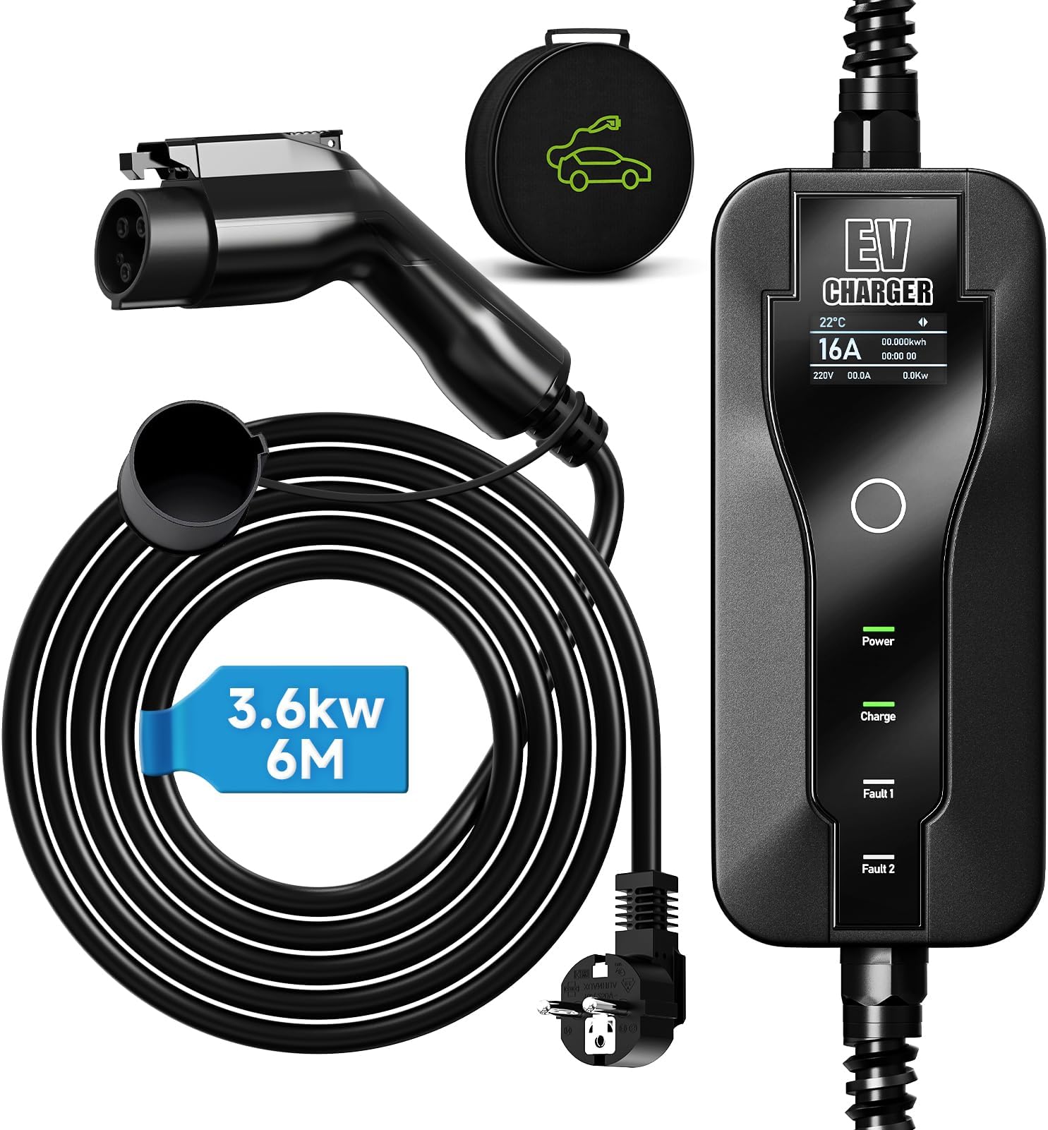 AFYEEV Câble Recharge Voiture Électrique Type 2 Avec Prise CEE - 10/16/25/32A - 7.2kW 5M Bleu