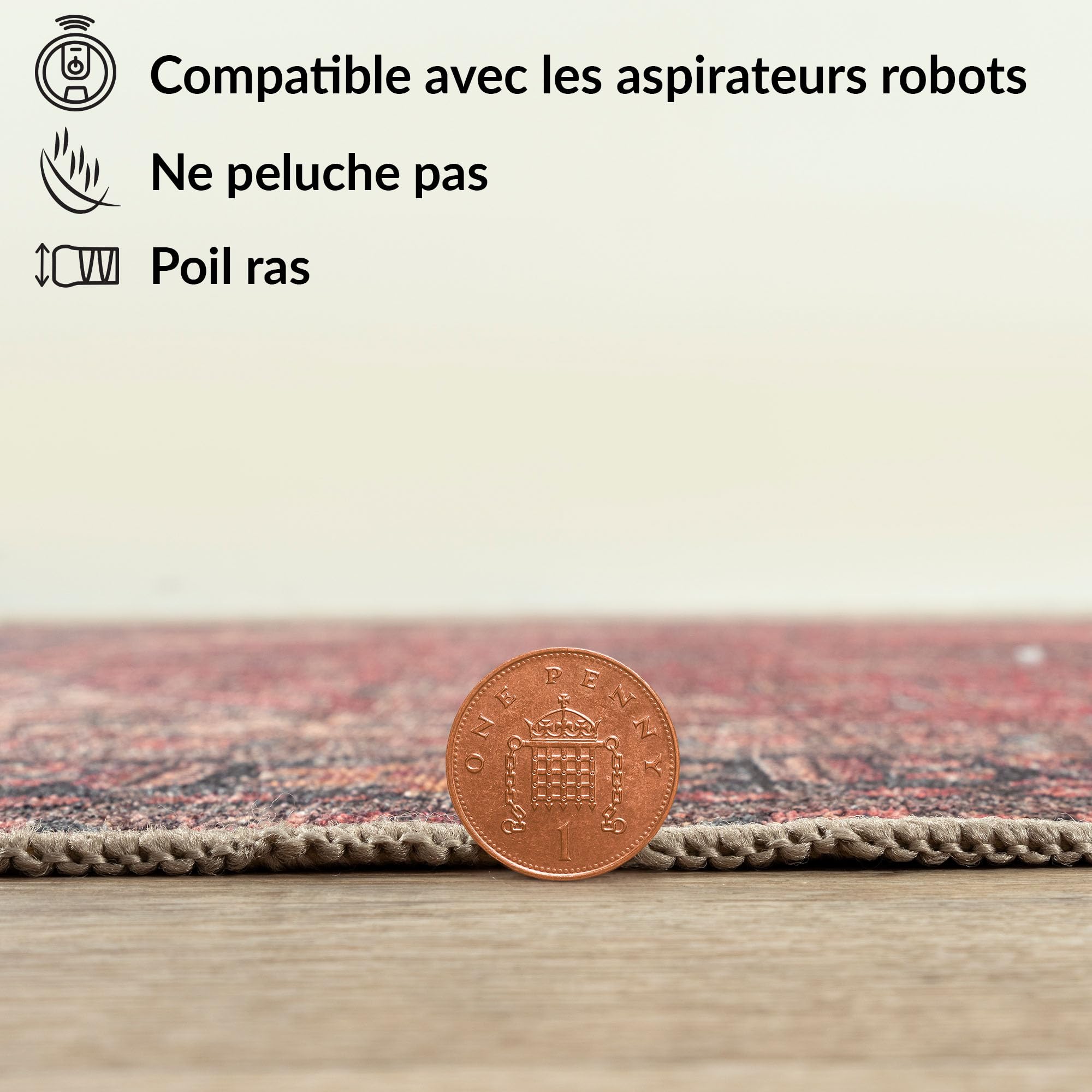 artyrugs Tapis Lavable en Machine, 152x213cm, 75% Coton Recyclé, Poils Courts, Dos Antidérapant, Ne Perd Pas Ses Fibres, Tapis pour Salon, Chambre, Cuisine, Couloir, Bureau, Rouge Carmin