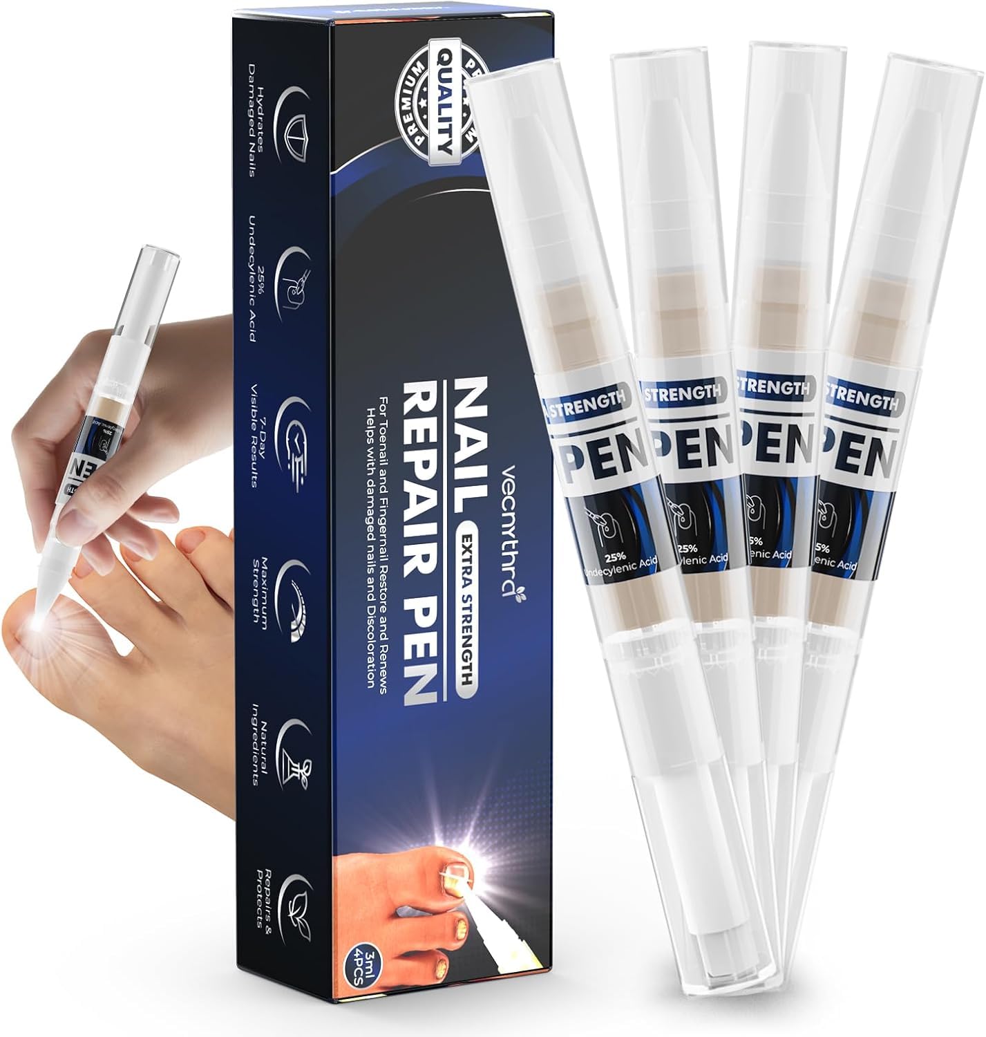 iKeener Fungo Dell'unghia Piede Pen, Fungo dell'unghia Piede Trattamento Extra Forza per Giallo, Spessore, Scolorito, Rotto e Unghie Incarnite, Ultimo Fungine delle Unghie di Riparazione Pen - 4 Pezzi