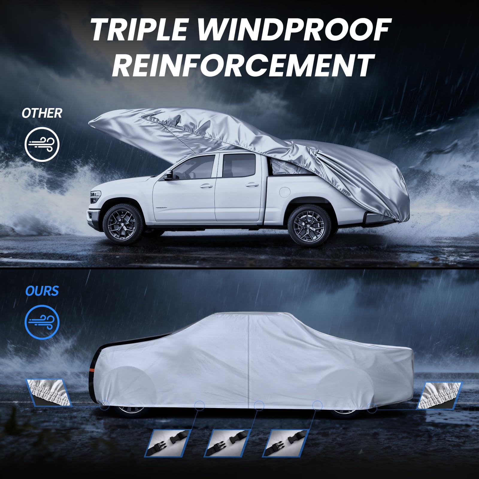 Multi-Layer Chevy Silverado Truck Cover Custom Fit Silverado 1500 1998-2026 Extended Cab Short Bed 8 1 Car Cover — view 4