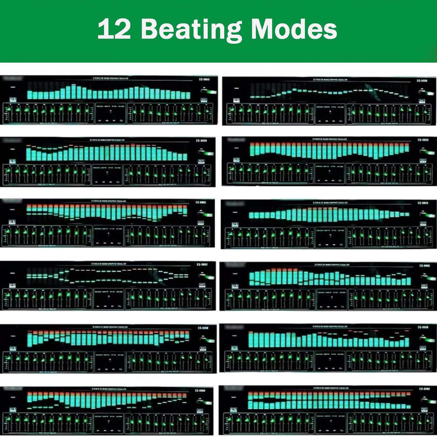Égaliseur numérique 31 bandes, égaliseur graphique stéréo, double réglage 10 bandes, 12 modes de rythme, Bluetooth 5.4, décodage audio numérique coaxial optique, réduction du bruit pour studio