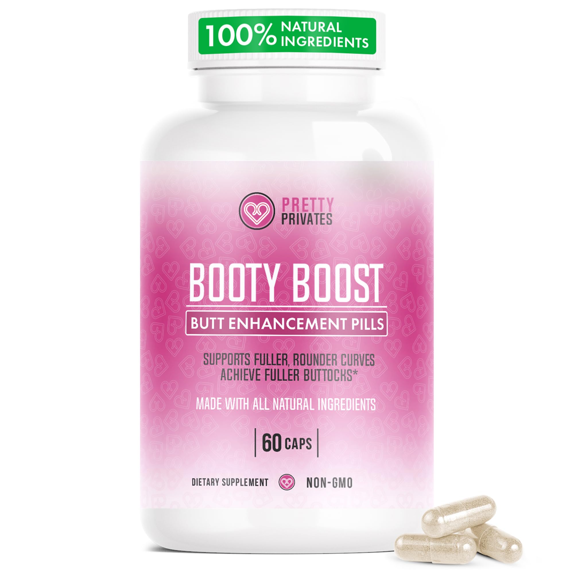 Pretty Privates Butt Enhancer Supplement - Works with Your Body for Curves and Body Confidence - Use with or Without Butt Cream - 60ct