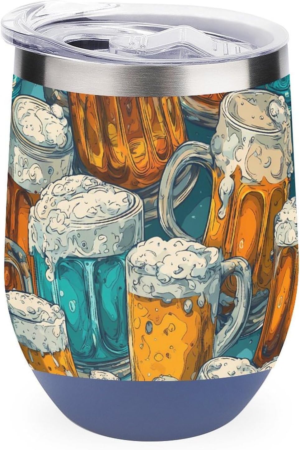 Beer Mugs Bubble Glasses Insulated Drinking Cup Stainless Steel Coffee Mug Wine Tumbler with Lid 12OZ