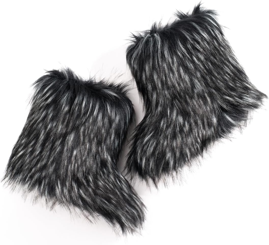 IXU Women's Faux Fur Boot Furry Fluffy Round Toe Suede Snow Winter Women Boots Comfy Plush Warm Short Outdoor Indoor Flat Shoes Mid-Calf Boots - Image 5