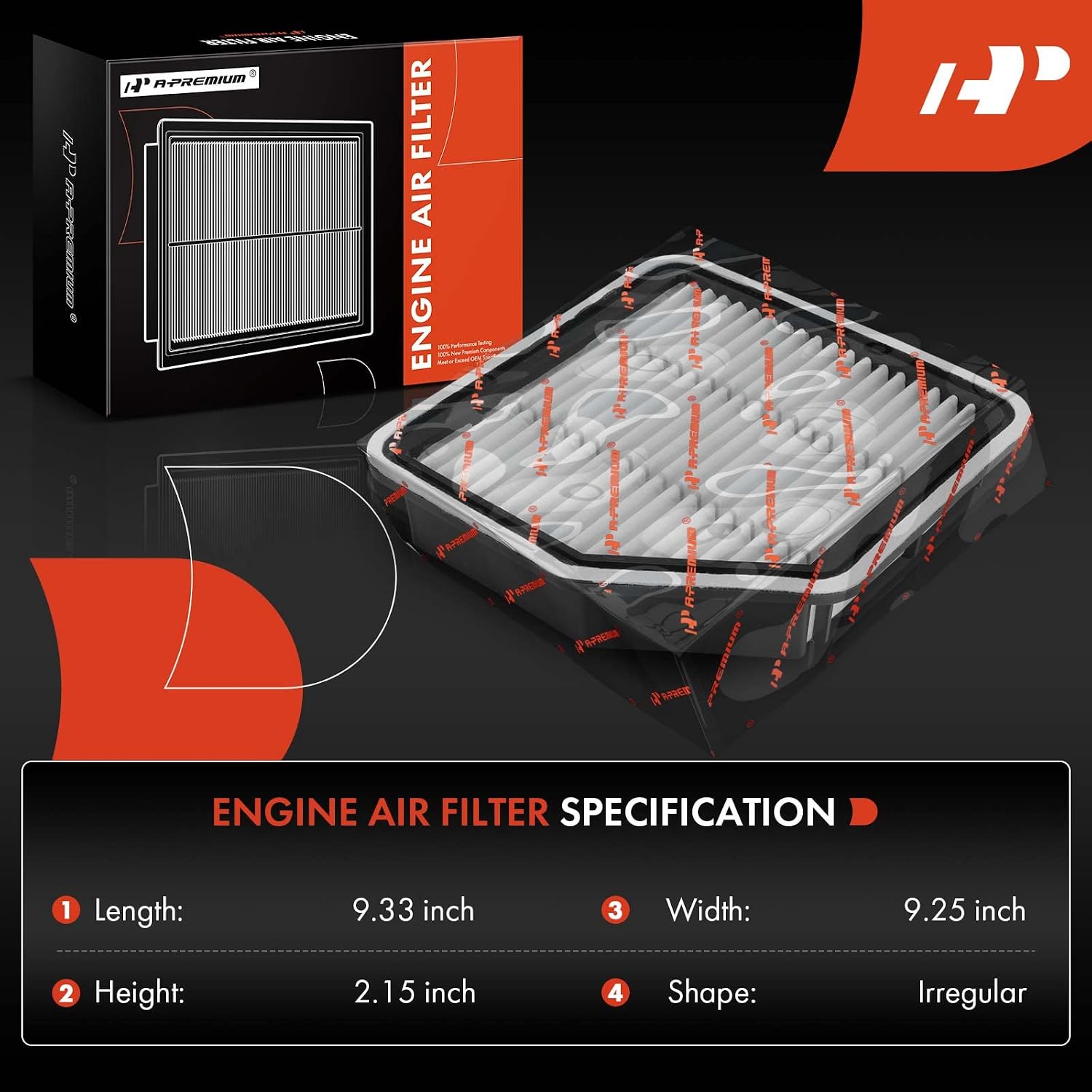 A-Premium 2-PC Engine Air Filter Compatible with Lexus GS350, GS430, IS250, IS350, 2006-2015, Rigid Panel, Replace# 17801-31110