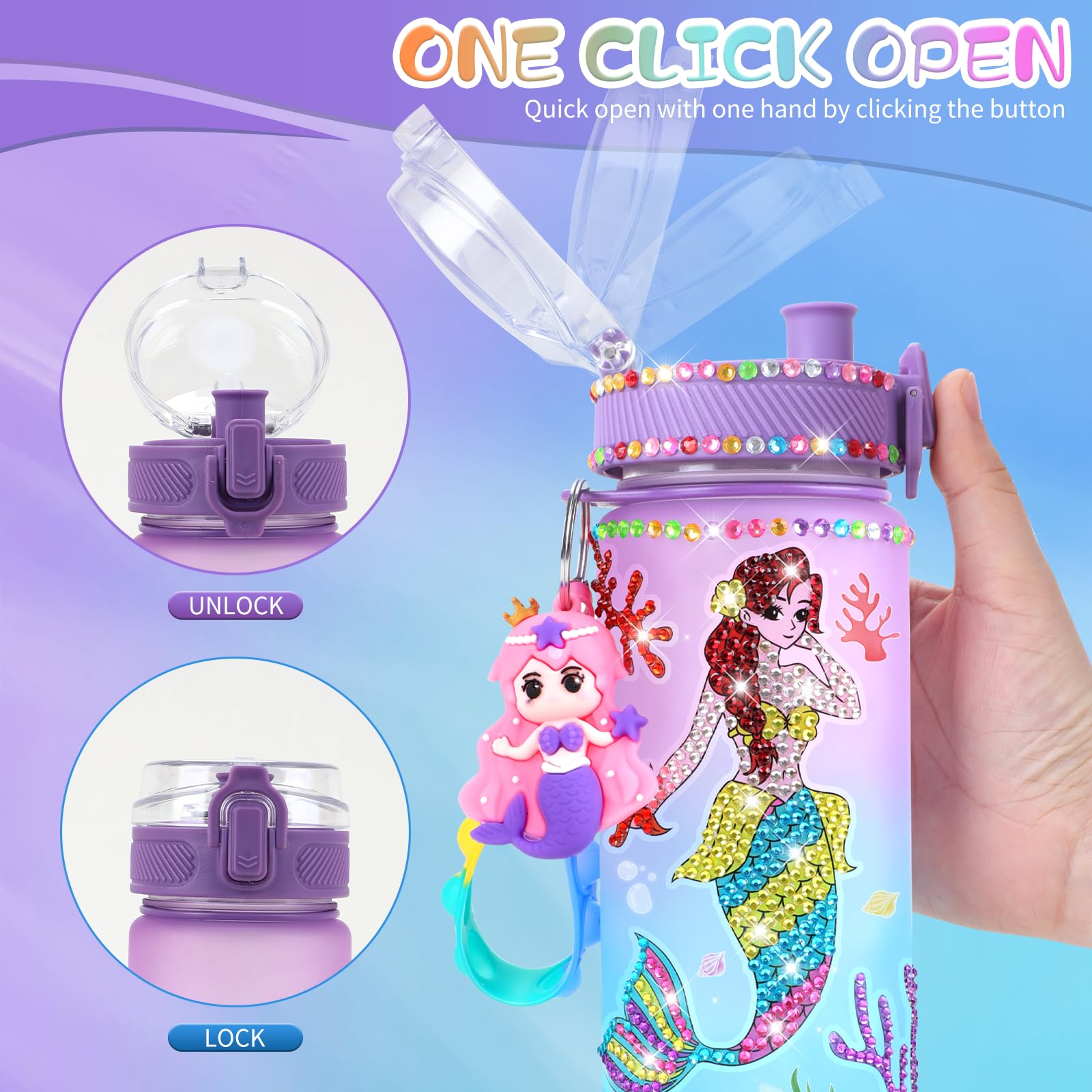 Decora tu propia botella de agua para niñas de 4 a 6 a 8 a 10 años, juguetes de sirena para niñas, manualidades de pintura, divertidos kits de artes y manualidades, regalos de cumpleaños y Navidad 7