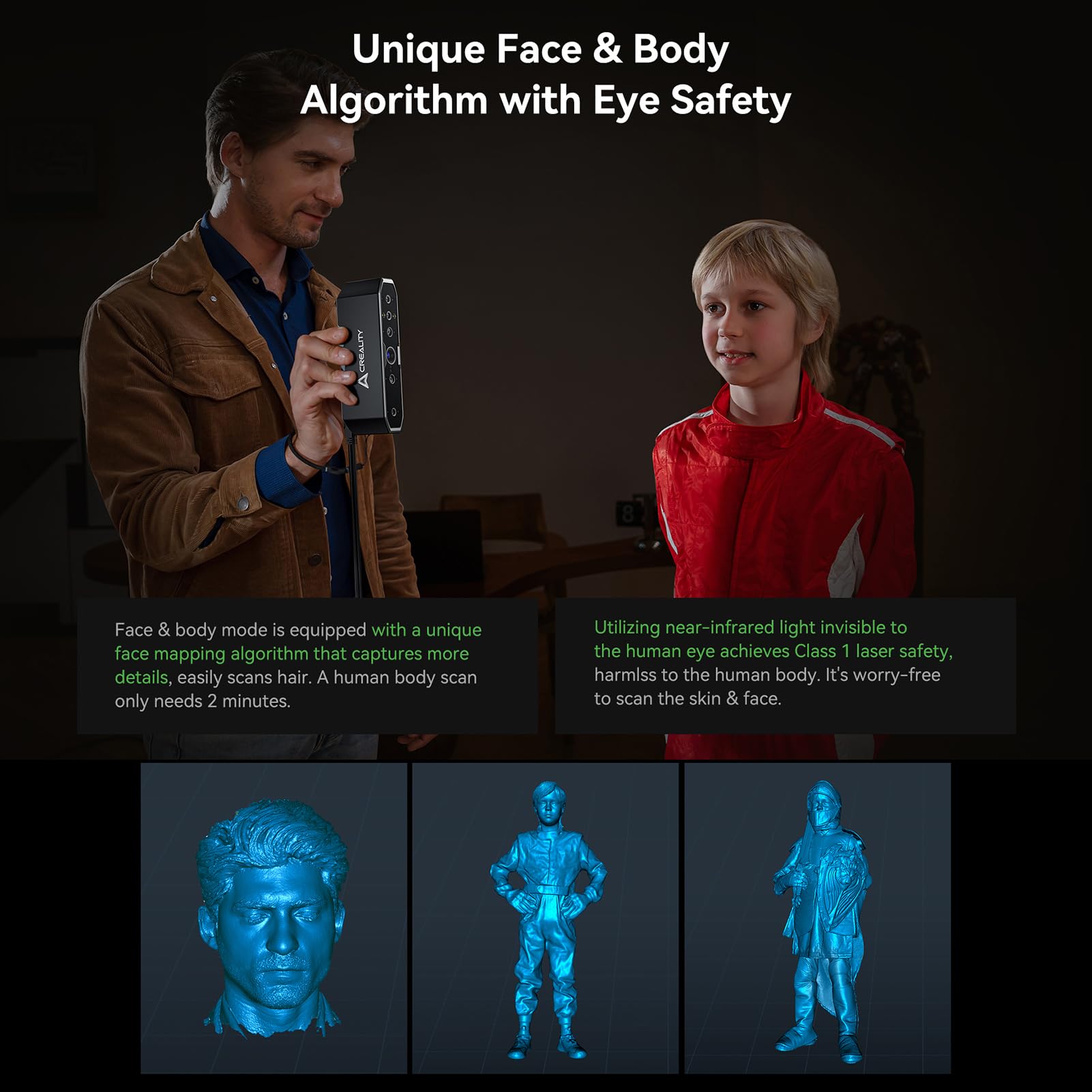 Jeffergarden 3D-Scanner Otter, 0,02 Mm Genauigkeit, 20 Bilder Pro Sekunde, Scangeschwindigkeit, Vier Linsen, Stereovision mit Anti-Shake-Tracking für 3D-Druck