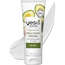 Yes To Avocado Fragrance Free Daily Cream Cleanser, Hydrating Face Wash That Removes Makeup & Impurities Leaving Skin Moisturized With Hyaluronic Acid & Glycerin, Natural Vegan & Cruelty Free, 4 Fl Oz