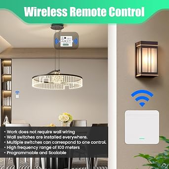 Wireless Light Switch Kit 2 Switches 1 Receiver No Wiring Needed no WiFi
