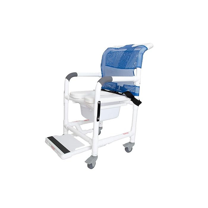 Buy Deluxe Rolling Shower Chair with Drop Arms, Padded Seat, NonSlip