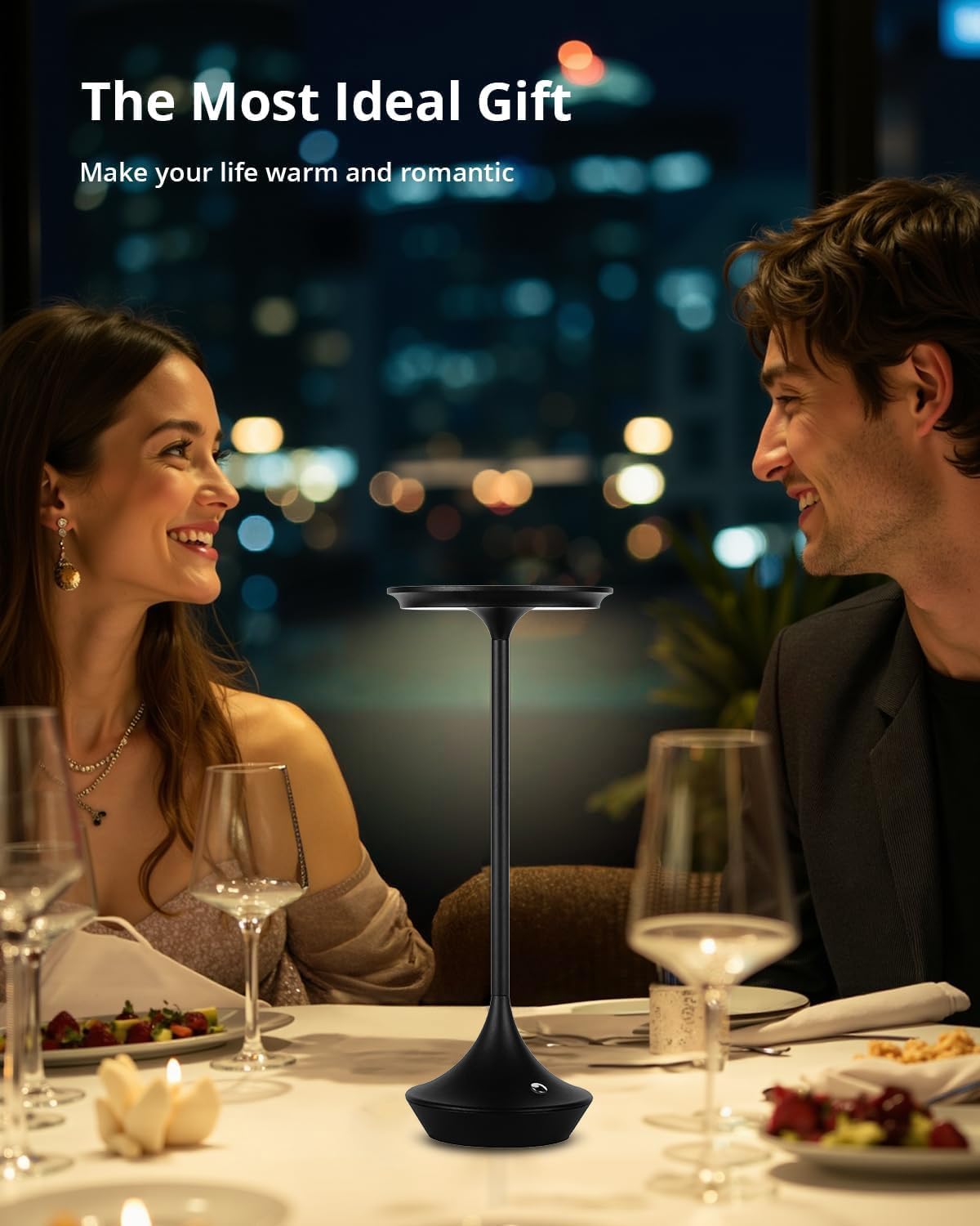 2 Pack Rechargeable Cordless Table Lamps, Portable 4000mAh Battery Table Lights, 3 Color Stepless Dimming LED Wireless Desk Light with Memory Function for Outdoor/Dinner/Bar/Restaurant/Camping