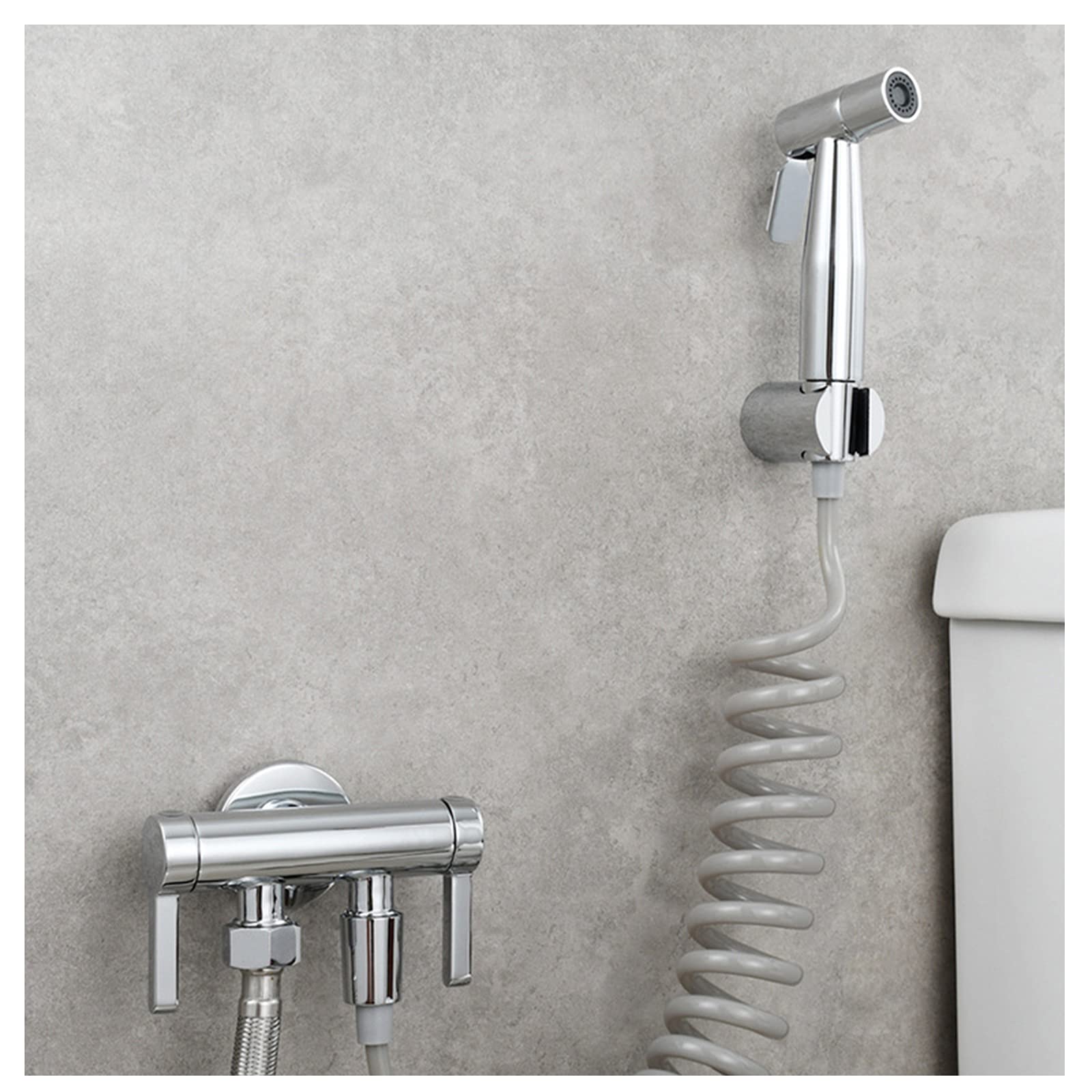 Pulvérisateur WC mural suralimenté avec tuyau flexible haute pression