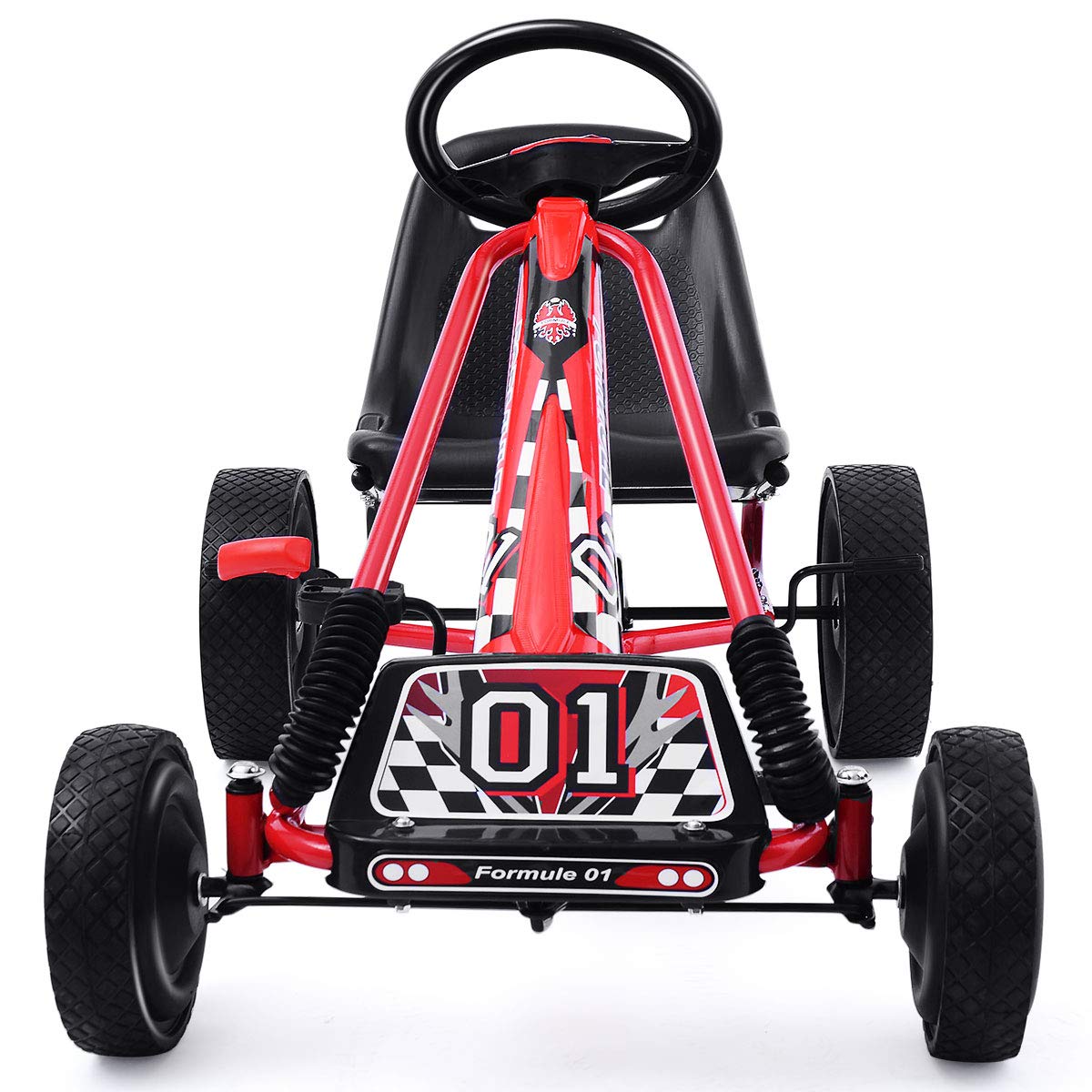 DREAMADE Kinder Go Kart Tretfahrzeug, Tretauto mit Bremsen, Kinderfahrzeug Pedalfahrzeug mit Verstellbarem Sitz für Kinder ab 3 Jahre (Rot)