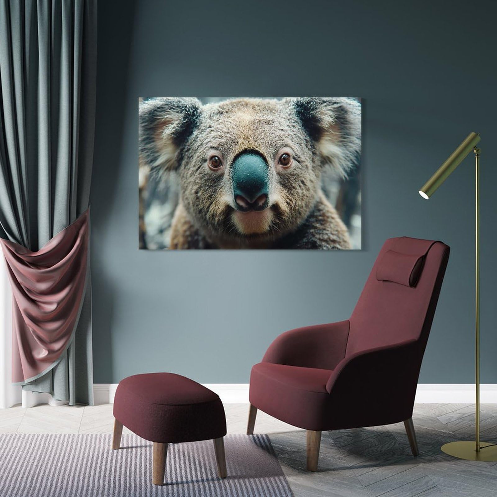Close-up of A Koala Bear Canvas Wall Decor, 24x36inch(60x90cm), for Home Office, Desk Area Or Studio, Wall Art That Adds Style to Work Areas