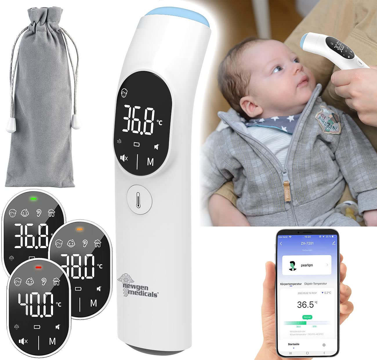 Thermomètre infrarouge sans contact connecté IRT-55.app [newgen medicals]