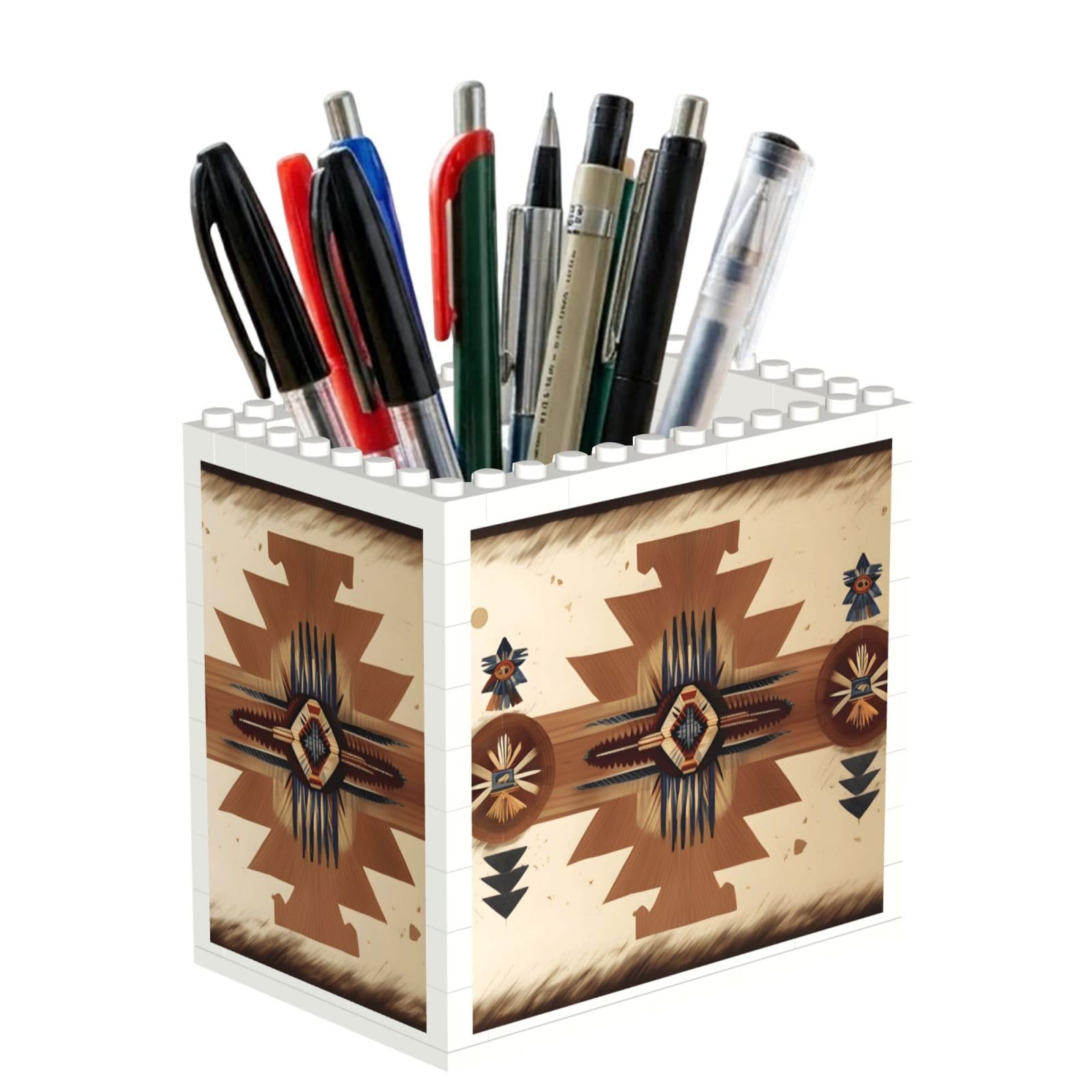 SXZVVBN Native American Patterns Building Block Desk Tidy ABS Organiser