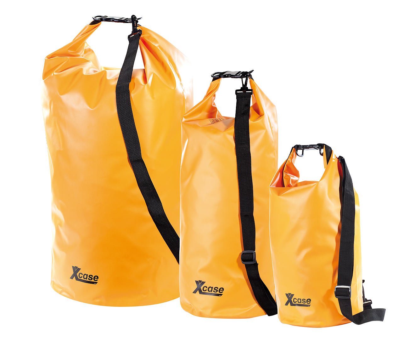 Xcase Motorrad Sack: Urlauber-Set wasserdichte Packsäcke 16/25/70 Liter, orange (Taschen wasserfest, Trockenbeutel, Angel)