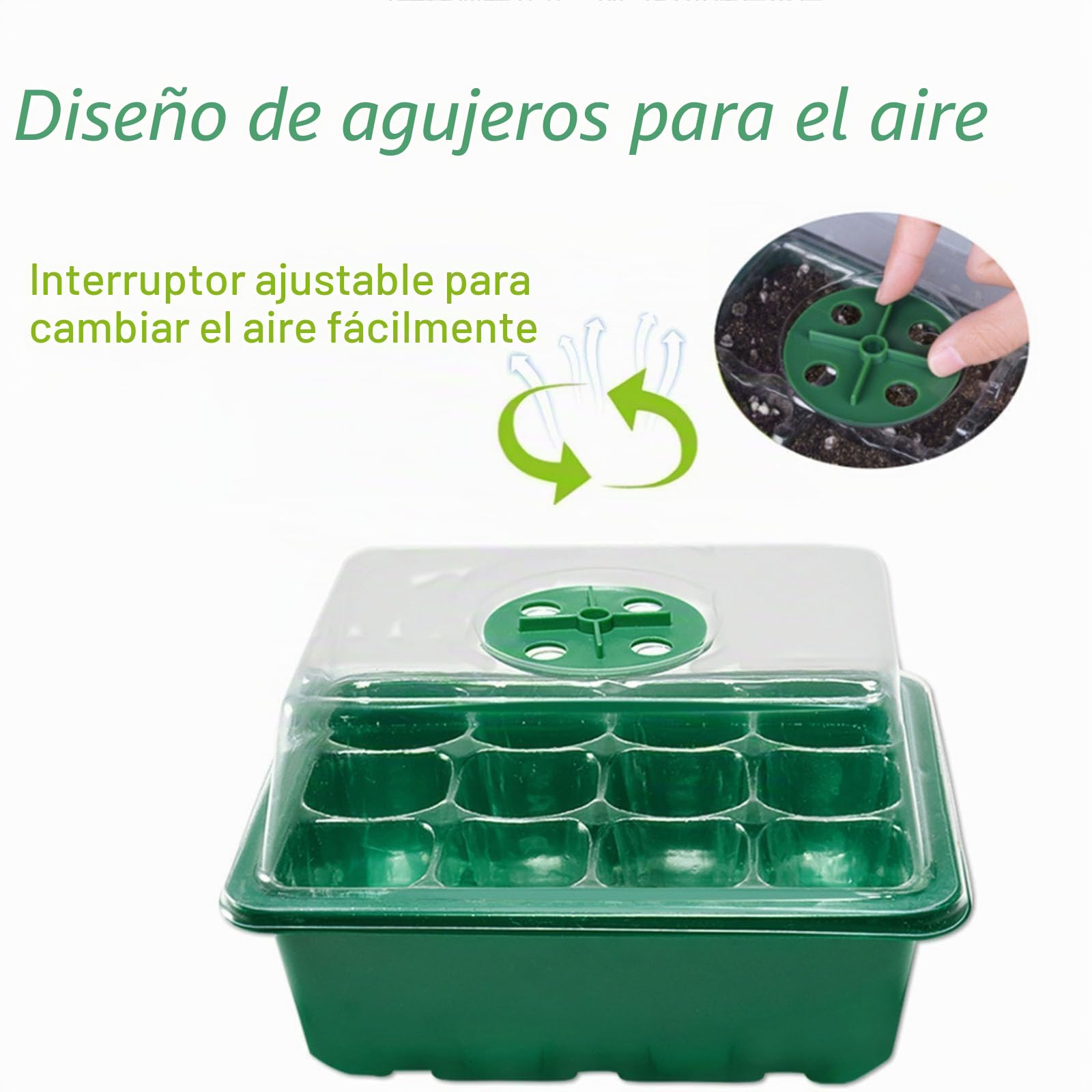Bandejas Semilleros con Lámpara Germinacion Plántulas,6 Pcs Mini Invernadero Pequeño con Temporizadores de Tiempo y Brillo Ajustable Luz para el Crecimiento y Desarrollo de Las plántulas