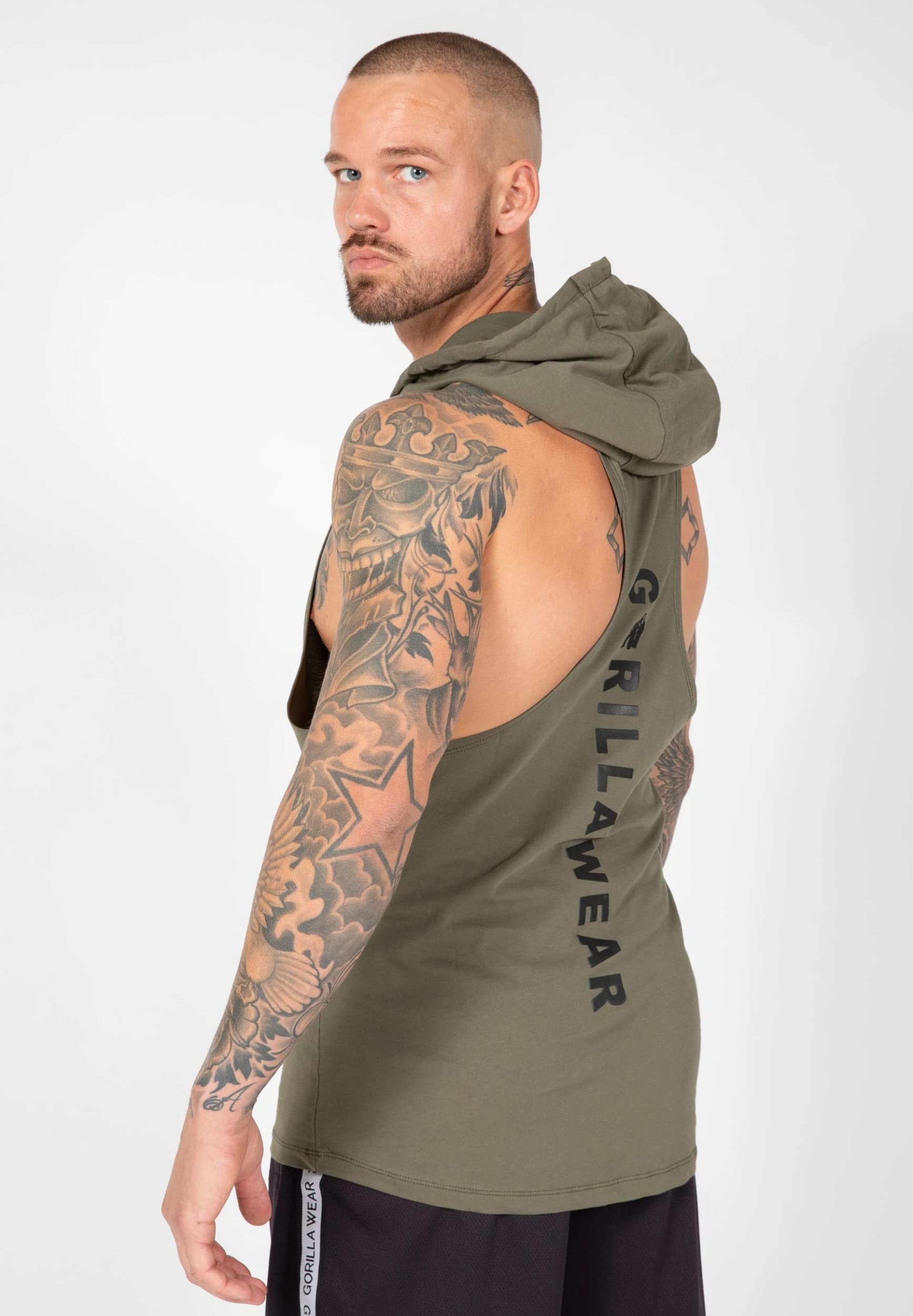 Gorilla Wear Herren Tanktop mit Kapuze - Lawrence - Dunkelgrün T-Shirt
