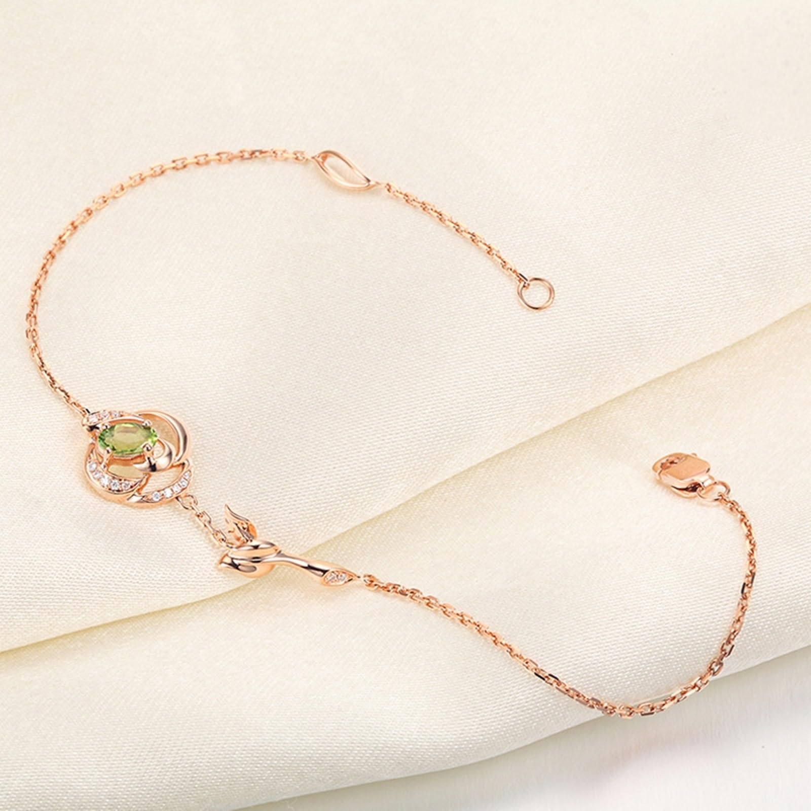 Bracciali Oro Rosa 750/585/375, Bracciale Donna con Tormalina 0.244ct 16-20 cm con Diamante, Braccialetto da Sposa Fidanzati