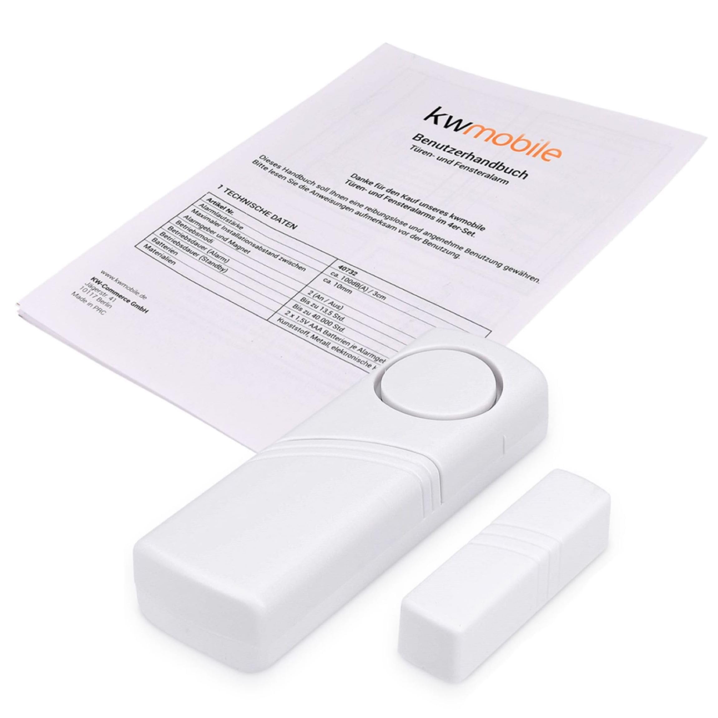 kwmobile Kit Allarme Casa Senza Fili con Sirena Esterna - Set di 4 Sensori Antifurto Casa Wireless - Sistema Allarme Porte e Finestre - Adatto a Porta Ingresso e Porte Interne
