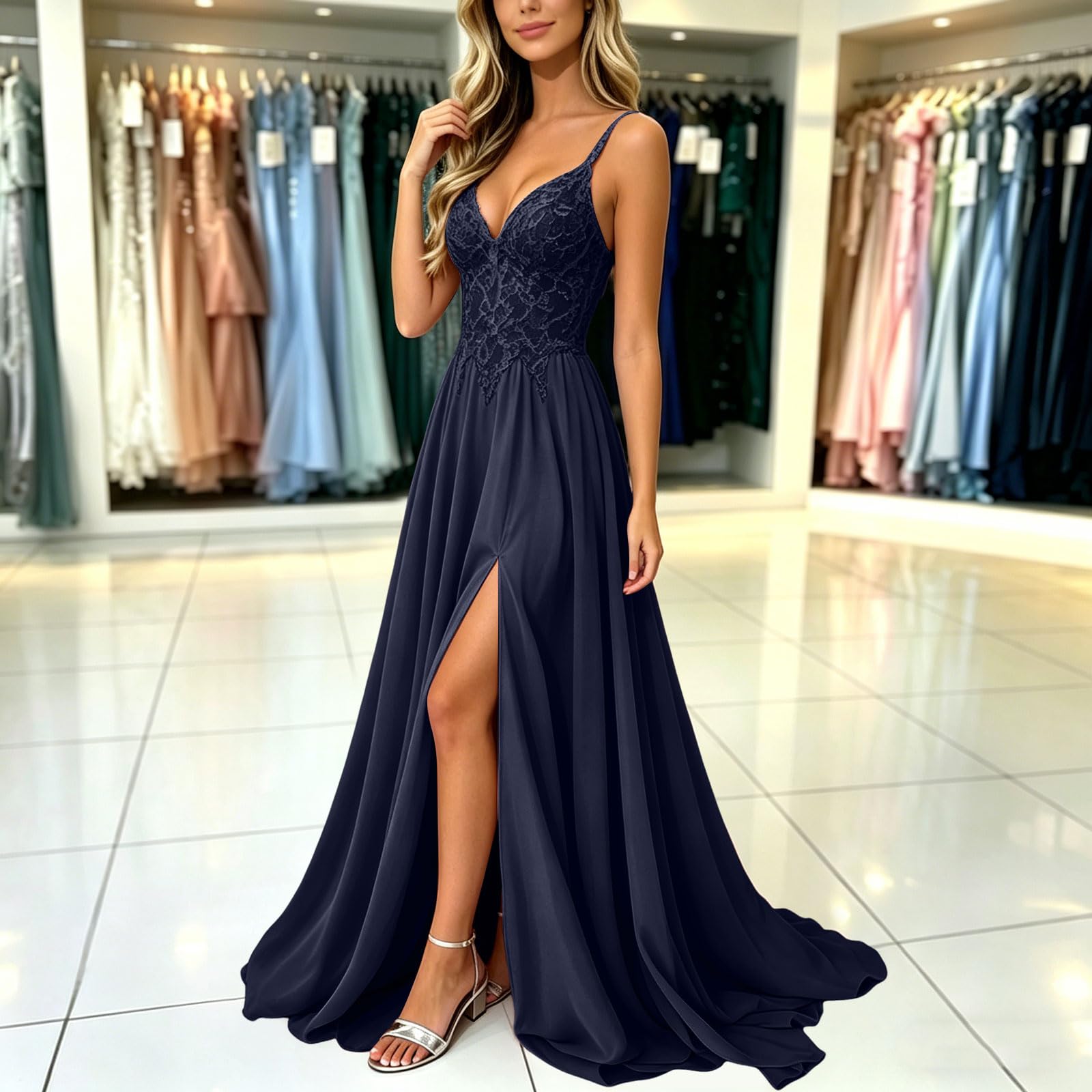 Genérico Vestido Fiesta Mujer Vestido de Noche para Mujer línea A Hombros Descubiertos de Dama Honor Elegante Largo Fiesta Bodycon Formal invitado Boda graduación2026