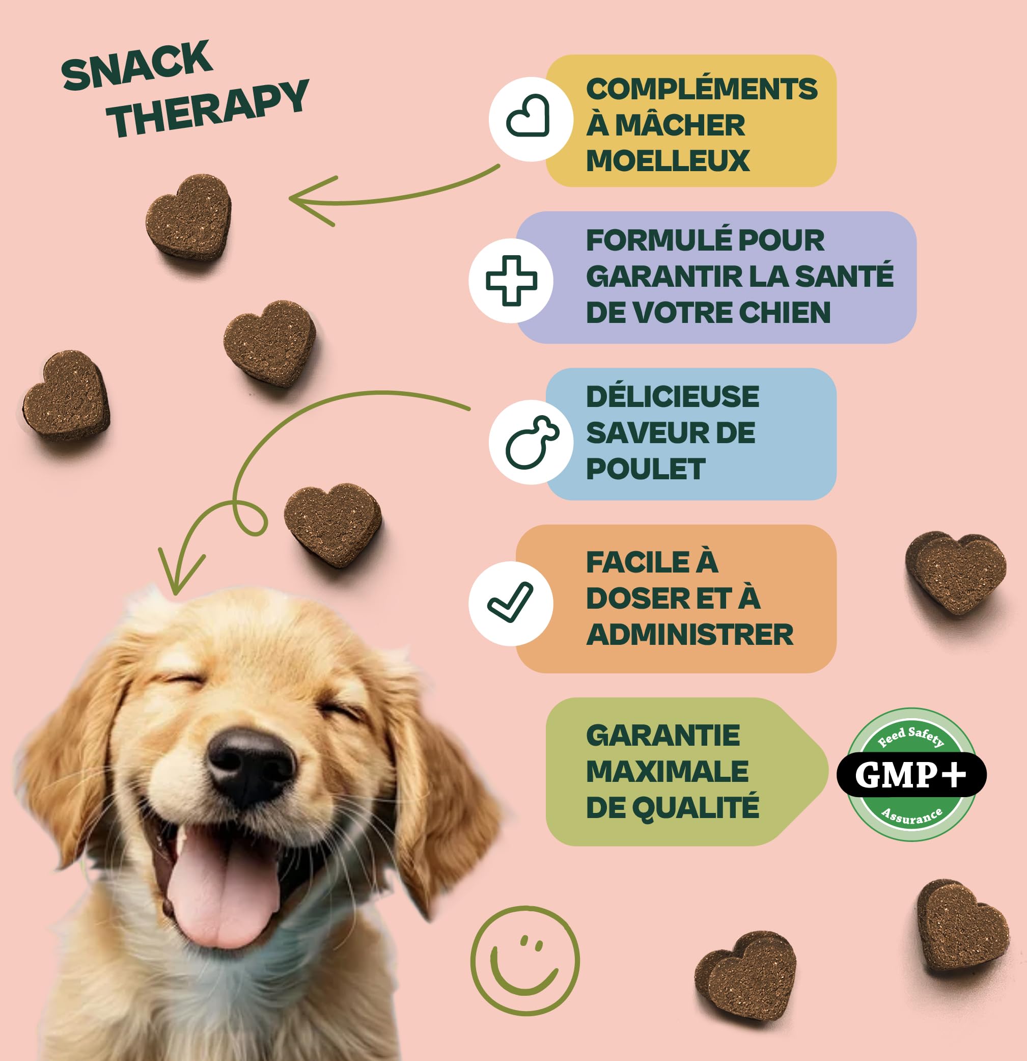 Anti Stress Chien Naturel 120 unités (300 g) – Friandises Calmantes avec L-Tryptophane, L-Théanine, Alpha-Casozépine & Ashwagandha – pour Anxiété, Séparation, Voyage et Feux d’Artifice