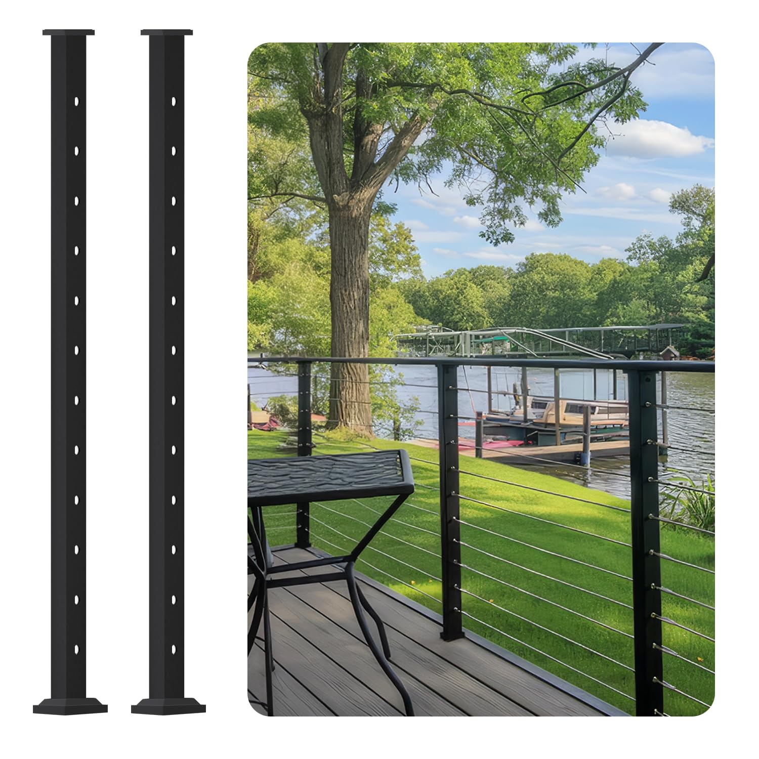 Snapklik.com : CHR Fence & Rail Level Drilled Cable Railing Post, 2pcs ...