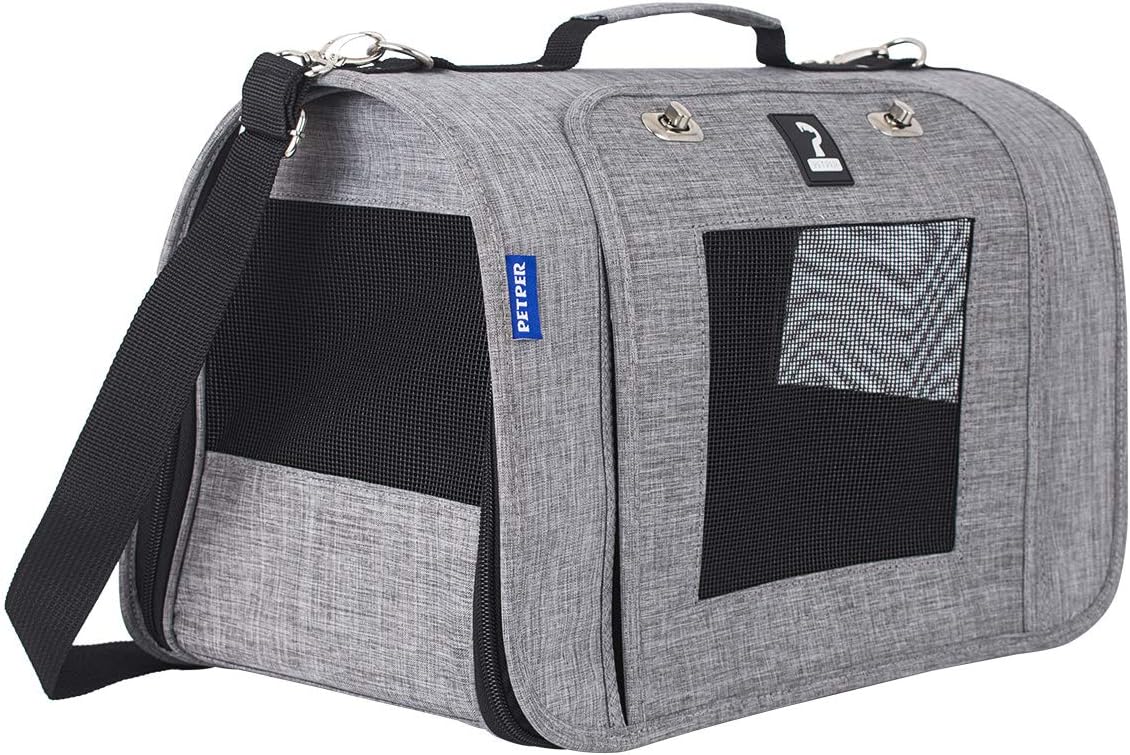 Petper CW-126 Pet Carrier Dogs Cats Soft Sided Carrier, Cat Carrying Handbag for Outdoor Travel Walking Hiking, Gray