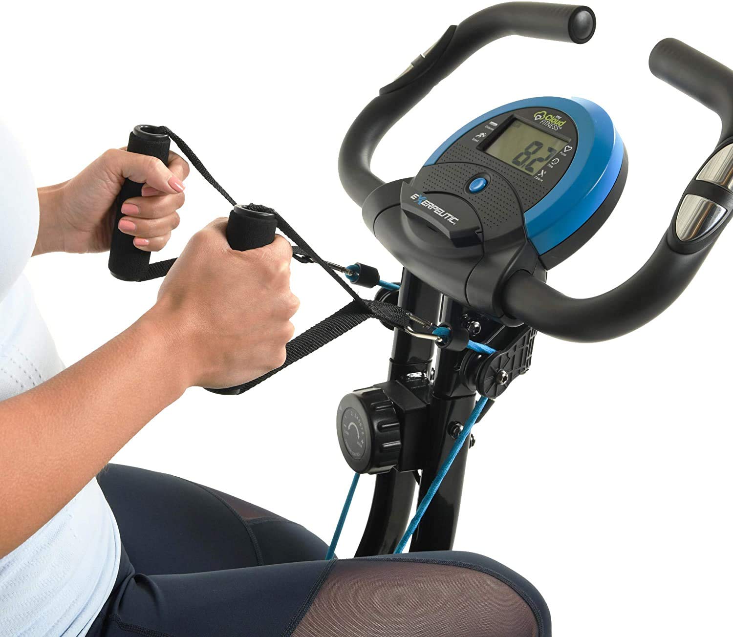 Exerpeutic Bluetooth Smart Foldable Bike With Resistance Bands And