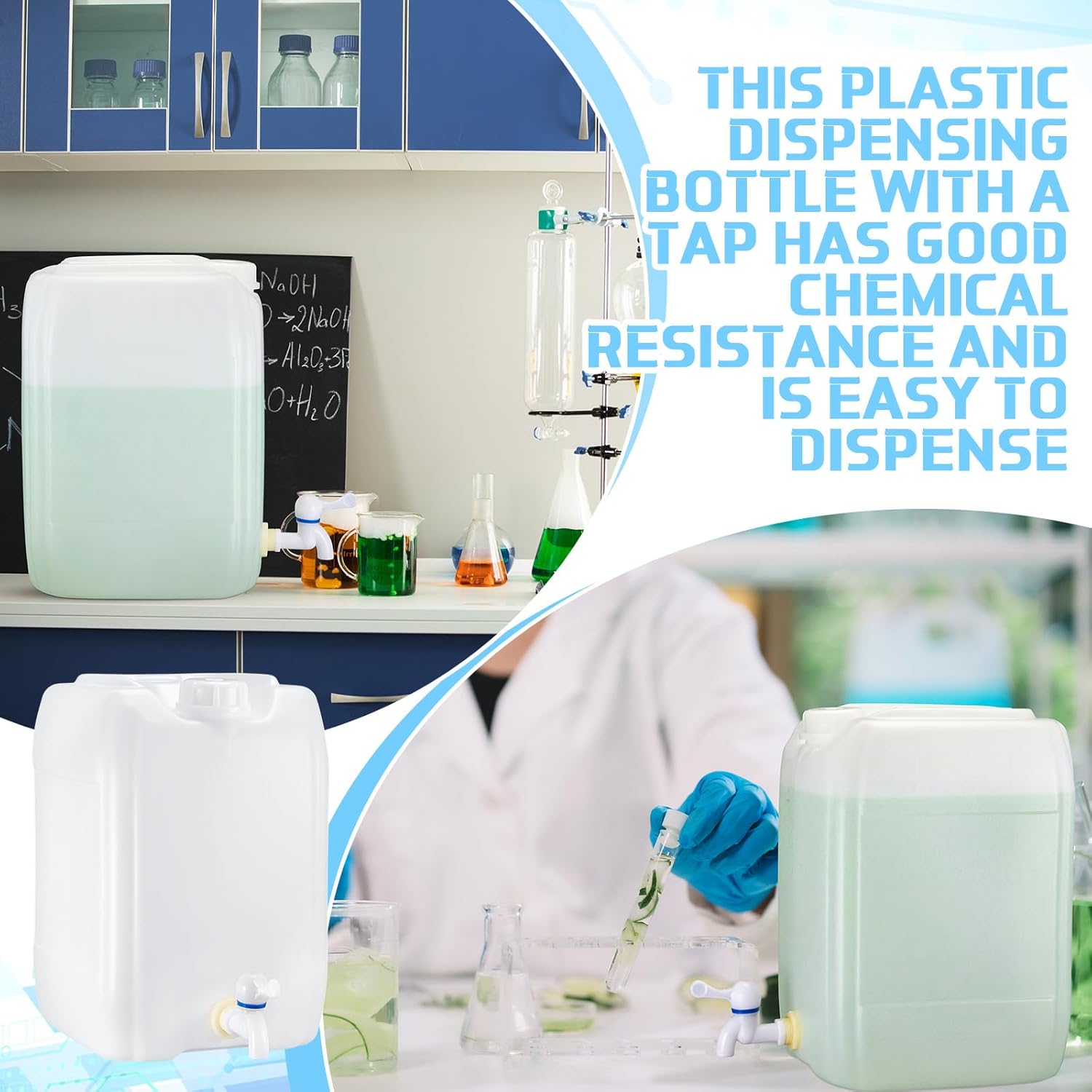 Maxdot 2 Pcs 5.3 Gallon Plastic Dispenser Carboy with Spigot Water Container with Spigot Camping Water Jug Storage for Lab, Pharmaceutical, and Industrial Use