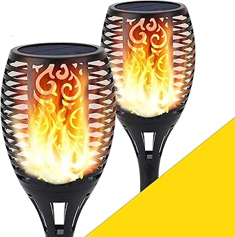 Shinmax Solar Torch Light 96 Led Flickering Flames Lights Garden Pathways Yard Outdoor Landscape Decoration Dancing Flame Lighting Amazon Co Uk Lighting