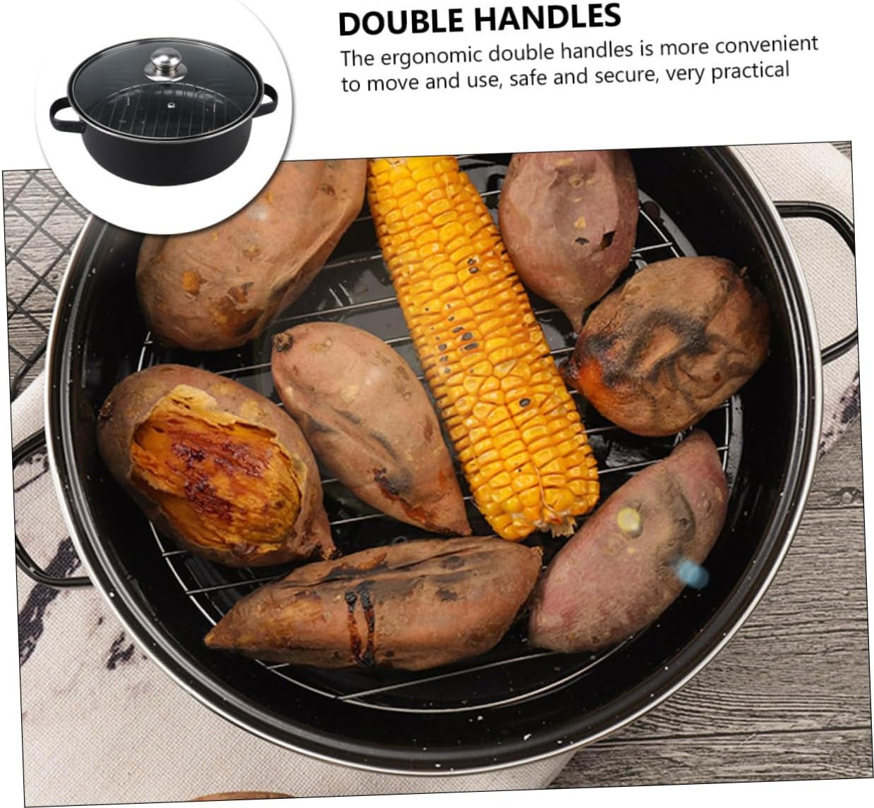 YARNOW Roasting Pot for Turkey Oven Roasting Pan Turkey Roaster Pan Enamel Baked Pot