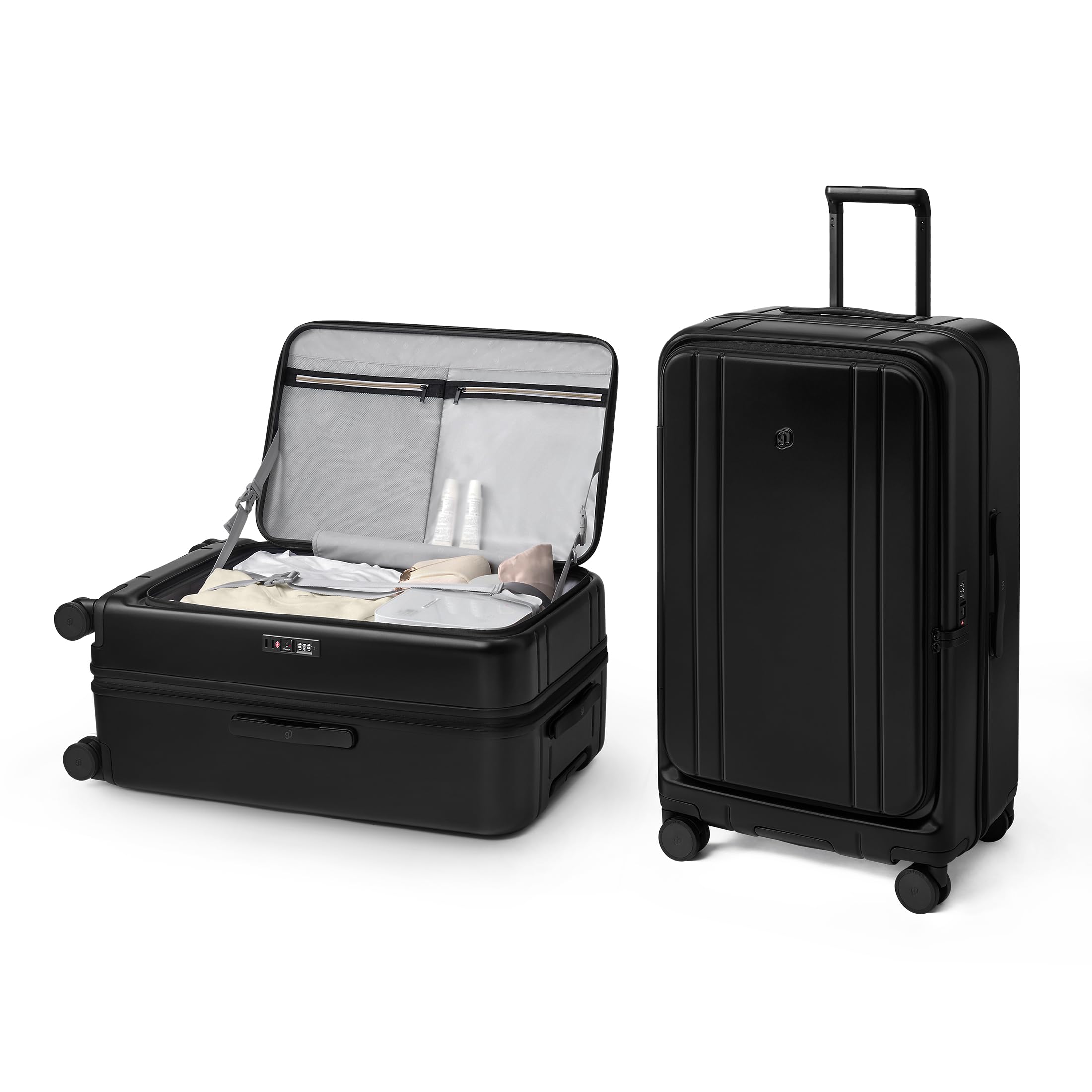 NINETYGO Medium Checked Luggage 24 Inch, Top Opening Luggage Checking In Luggage, Expandable, PC Hard Shell, Larger Capacity Checked, TSA Lock, 360° Spinner Wheels (Black, HBP)