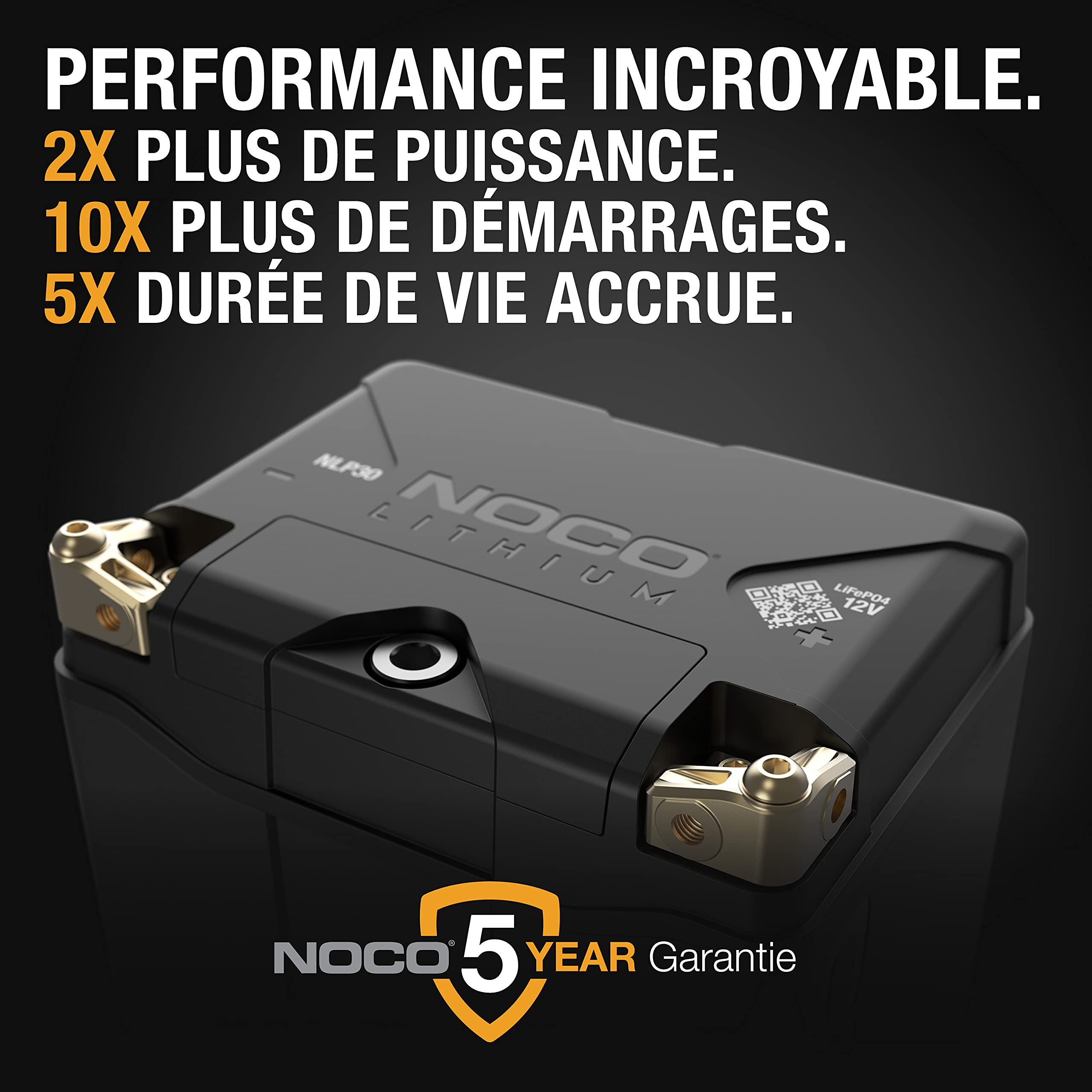 NOCO Lithium NLP30, Groupe 30, Batterie de Moto 700A, Batterie au Lithium 12V 8Ah avec BMS Dynamique pour Motos, Quad et Scooters