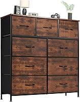 Vista 116 de OLIXIS Cómoda de 5 cajones para dormitorio, torre de almacenamiento de tela para sala de estar, entrada, marco de acero resistente, parte superior