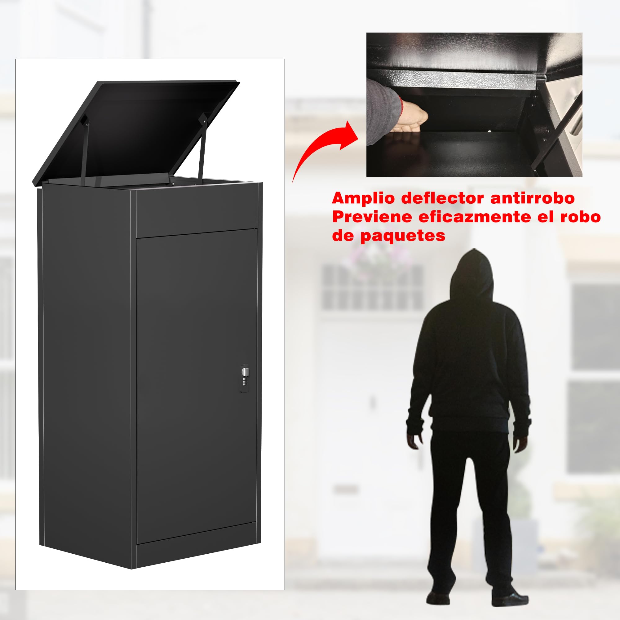 Caja para Paquetes Exterior XXL, Buzón con Compartimento para Paquetes Buzón Antirrobo con Cerradura de Código, Montaje en Pared Impermeable para Paquetes Domésticos Terraza Jardín