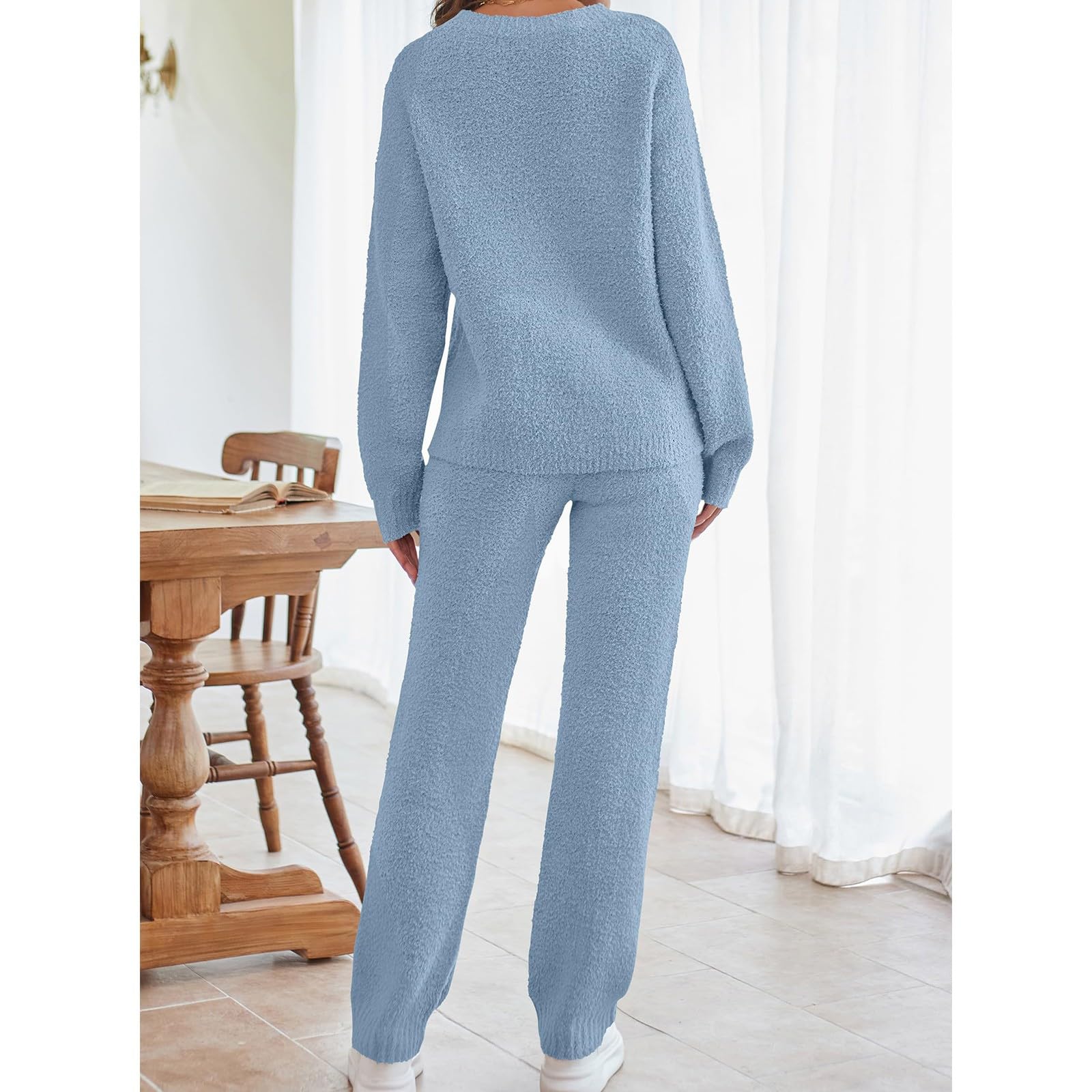 Tuta Da Lavoro Donna 2 Pezzi Completi Da Ginnastica Manica Lunga Girocollo Tuta Sportiva Completo Palestra Casual Set Top E Pantaloni a Gamba Larga Tute Per Jogging Yoga Fitness Da Casa Autunno