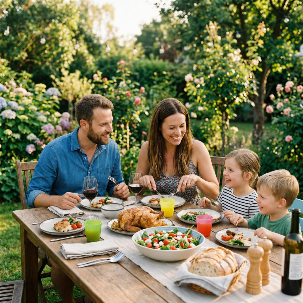 Service de table en mélamine pour 6 personnes, ensemble d'assiettes de camping | Ne passe pas au micro-ondes, robuste et incassable, passe au lave-vaisselle, idéal pour l'extérieur, caravane, caravane