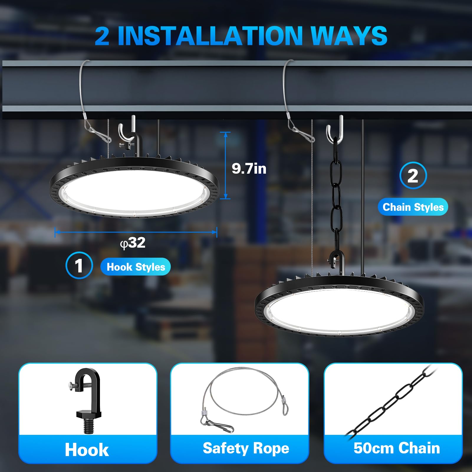 UFO Led High Bay Light 300W 20 Pack 30000lm High Bay Led Lights with US Plug 5000K Daylight — view 7